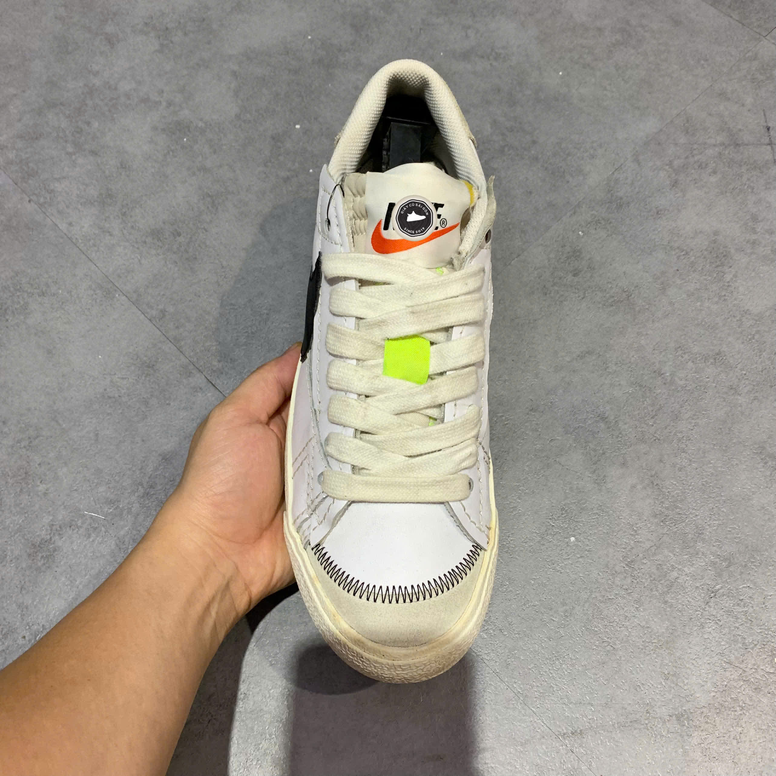 NIKE BLAZER LOW ’77 JUMBO WHITE BLACK DN2158 101 SIZE 43 GIÀY 2HAND CHÍNH HÃNG