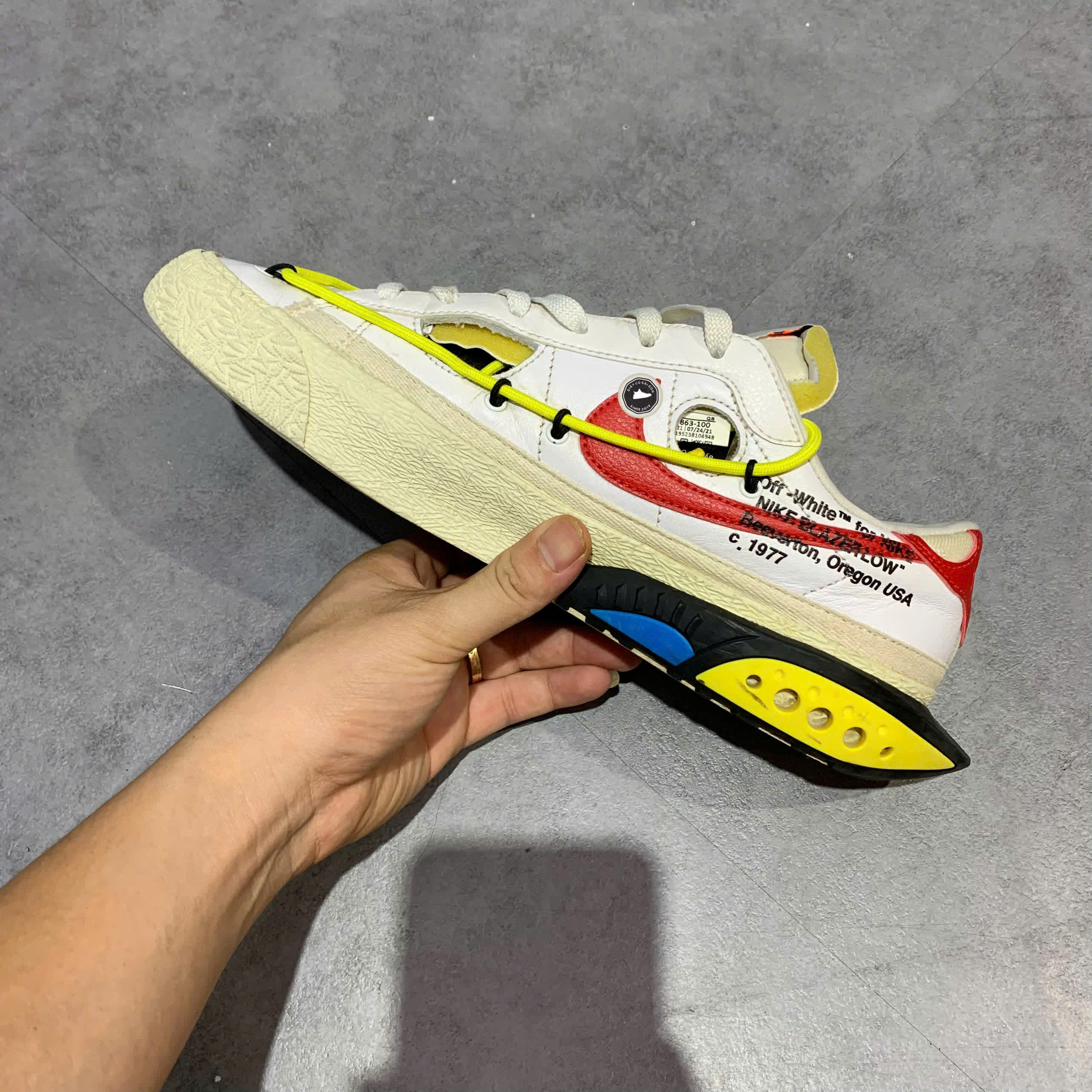 NIKE X OFF-WHITE BLAZER LOW 'WHITE UNIVERSITY RED' DH7863-100 SIZE 43 GIÀY 2HAND