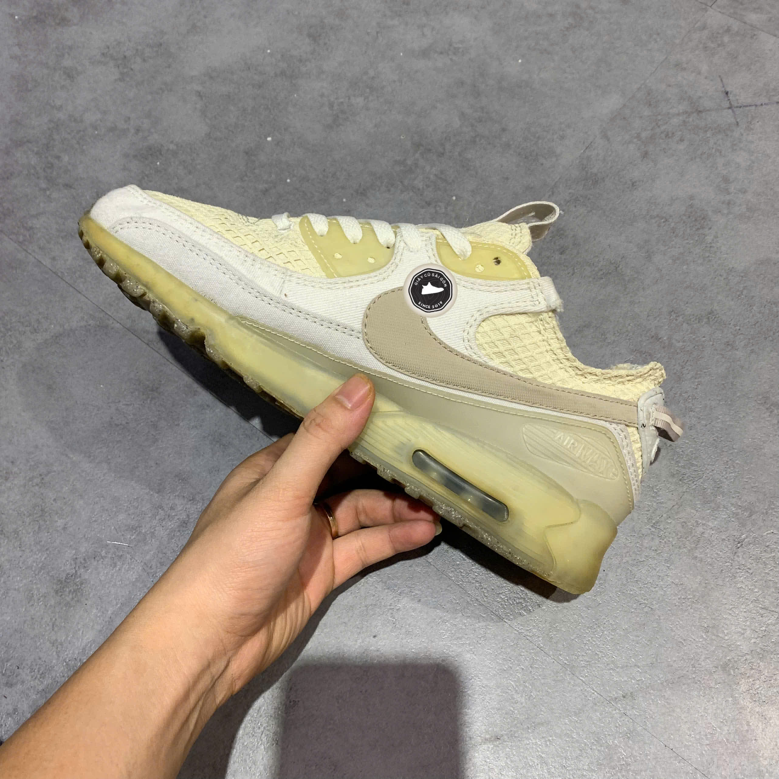 NIKE AIR MAX TERRASCAPE 90 'WHITE LIGHT IRON ORE' DM0033-100 SIZE 43 GIÀY 2HAND CHÍNH HÃNG