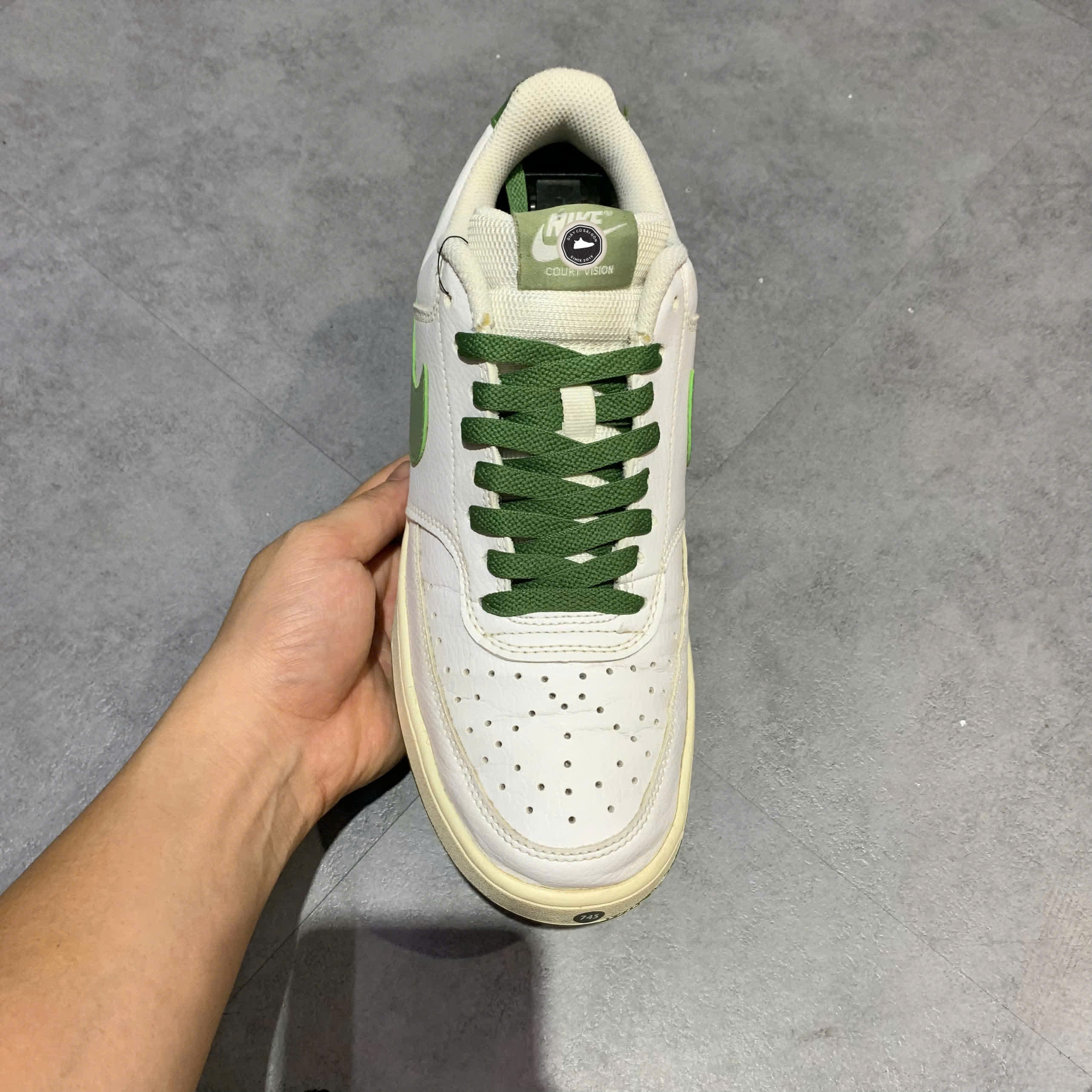NIKE COURT VISION LOW 'WHITE OLIVE GREEN' – SIZE 41 – GIÀY 2HAND CHÍNH HÃNG