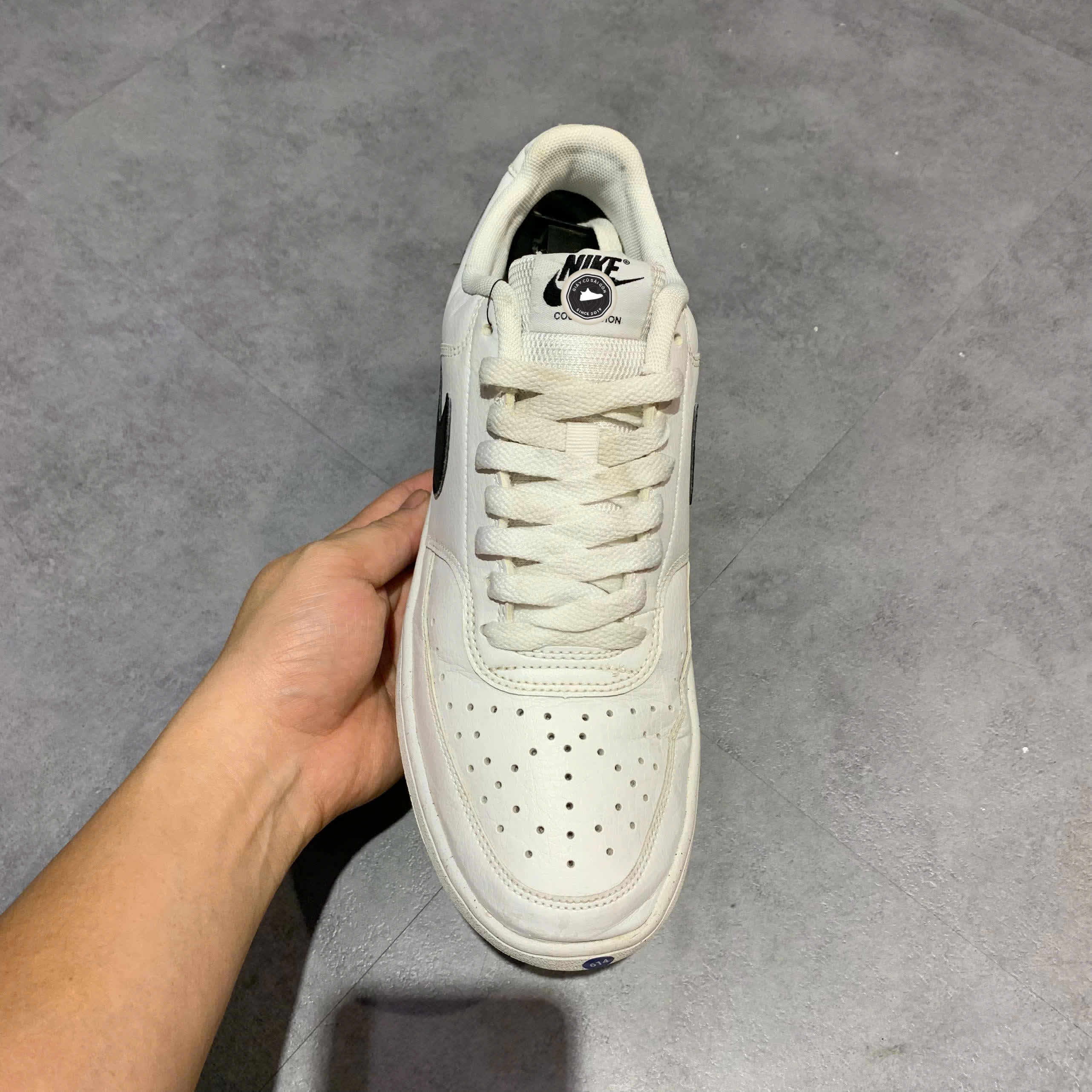 NIKE COURT VISION LOW NEXT NATURE WHITE/WHITE/BLACK DH2987 101 SIZE 42 GIÀY 2HAND CHÍNH HÃNG