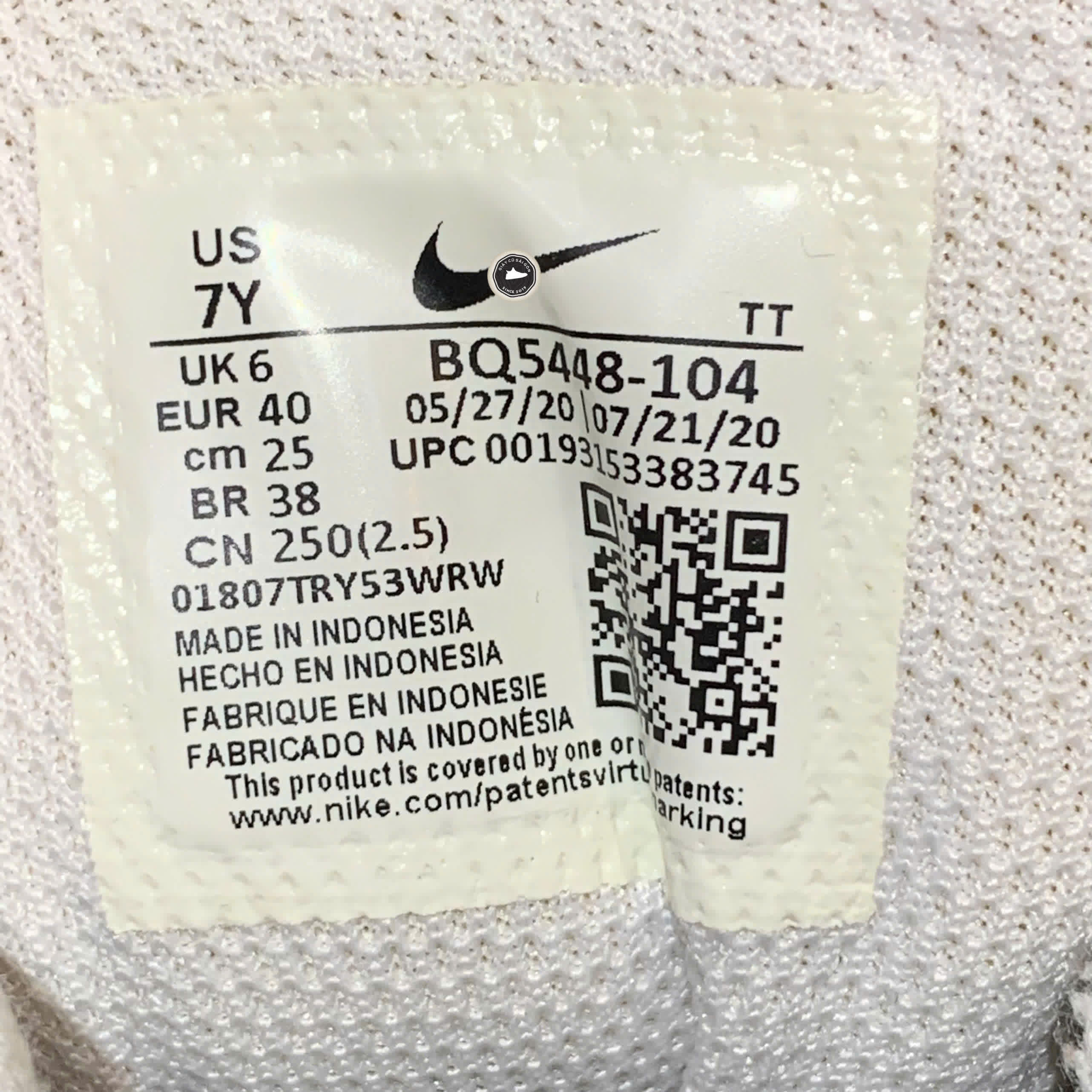 NIKE COURT BOROUGH LOW 2 (GS) WHITE/BLACK BQ5448-104 SIZE 40 GIÀY 2HAND CHÍNH HÃNG