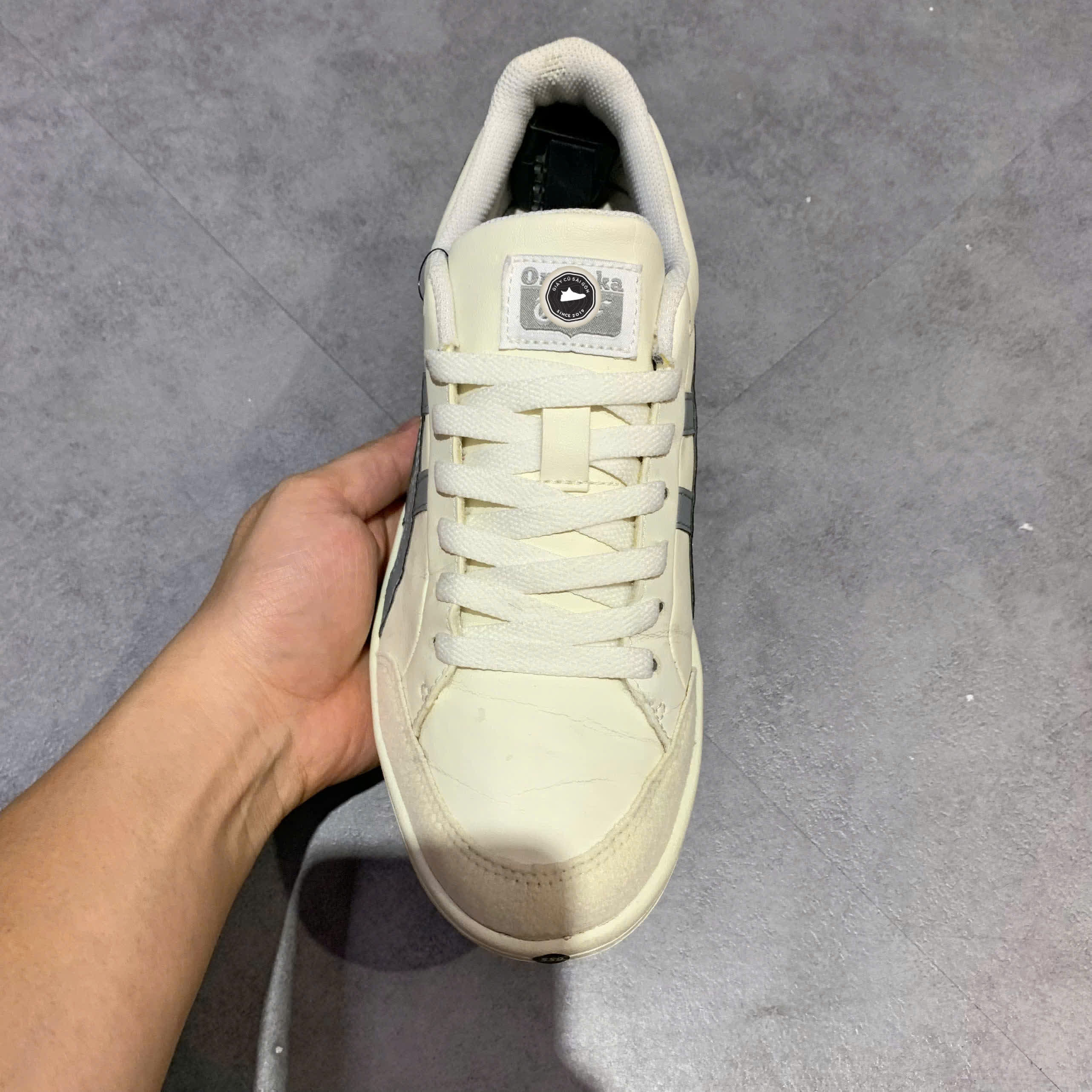 ONITSUKA TIGER ADVANTI CREAMWHITE GREY SIZE 40.5 GIÀY 2HAND CHÍNH HÃNG