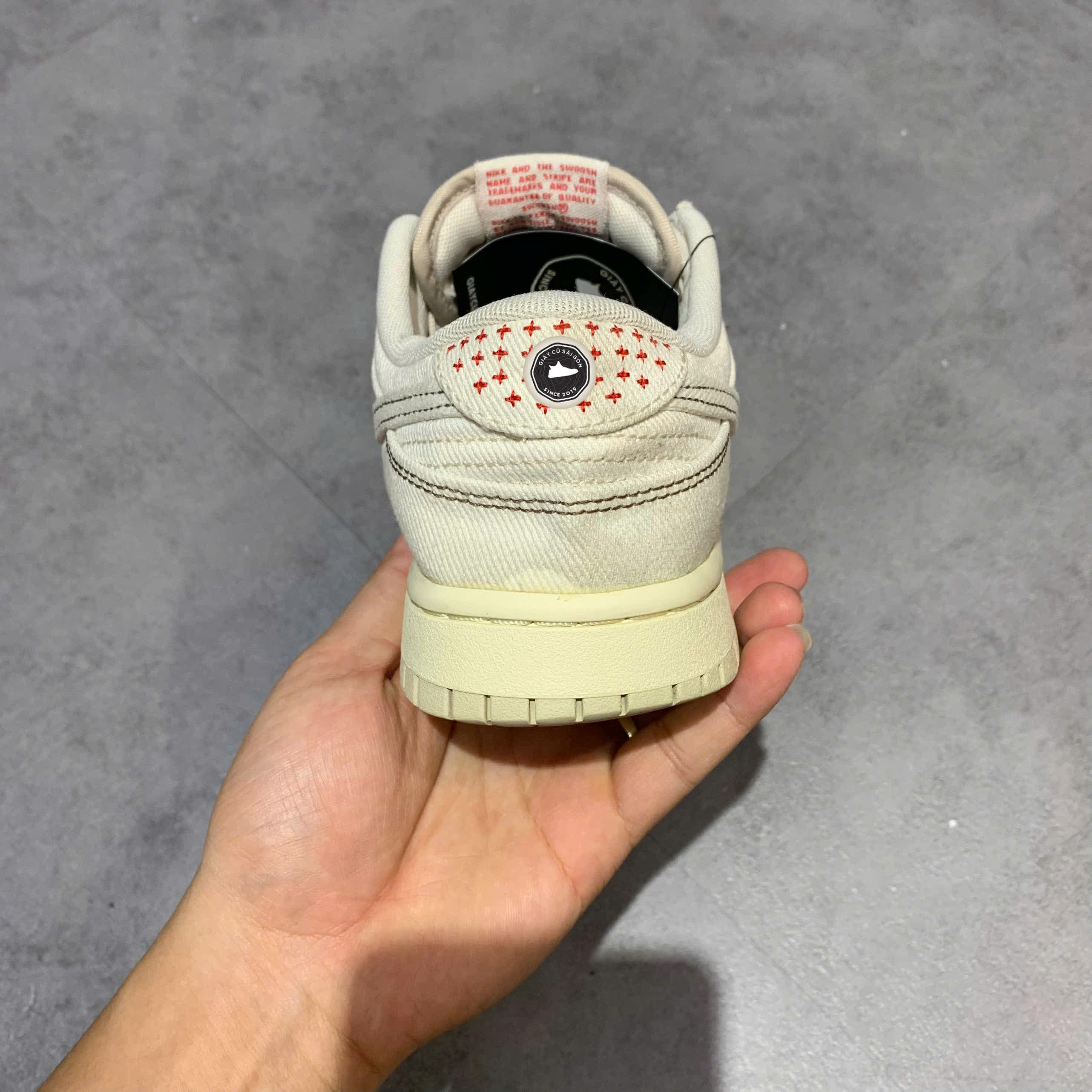 NIKE DUNK LOW SE 'SASHIKO - LIGHT OREWOOD BROWN' DV0834-100 SIZE 40.5 GIÀY 2HAND CHÍNH HÃNG
