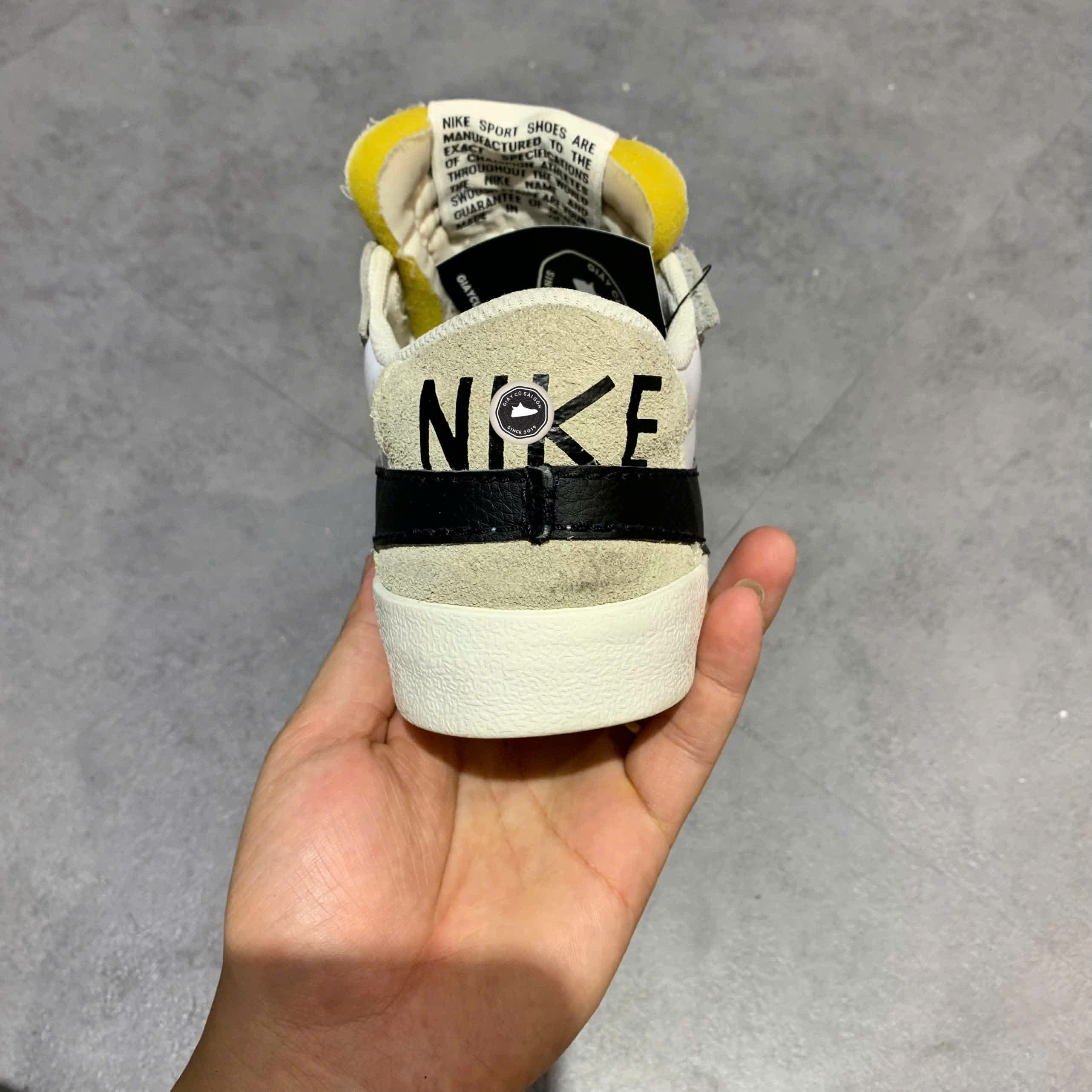 NIKE BLAZER LOW '77 JUMBO 'WHITE BLACK' DN2158-101 SIZE 40.5 GIÀY 2HAND