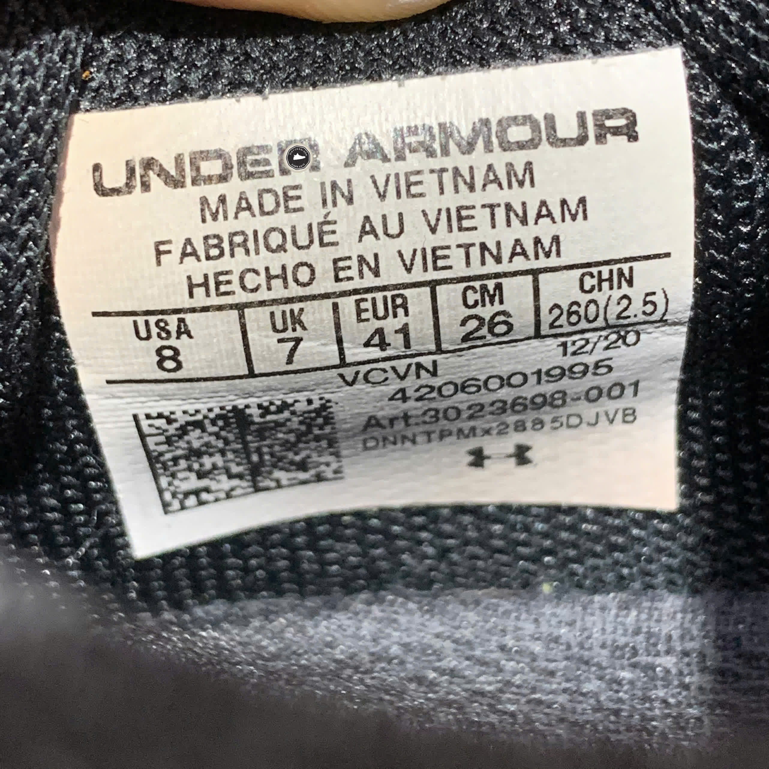 UNDER ARMOUR TRIBASE REIGN 3 'BLACK GUM' 3023698-001 SIZE 41 – GIÀY 2HAND CHÍNH HÃNG