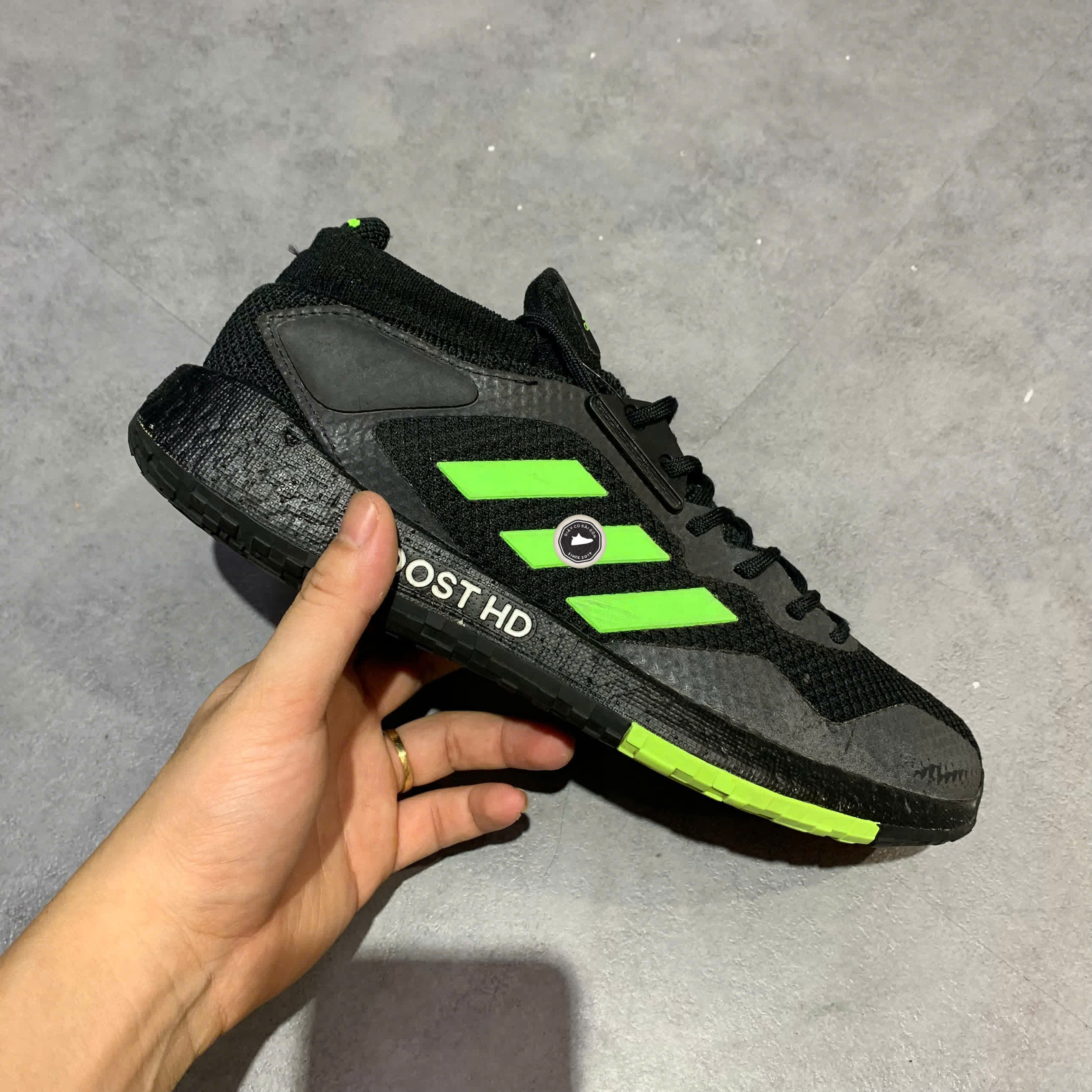 ADIDAS PULSEBOOST HD 'BLACK GREEN' EG9972 SIZE 41 1/3 GIÀY 2HAND CHÍNH HÃNG