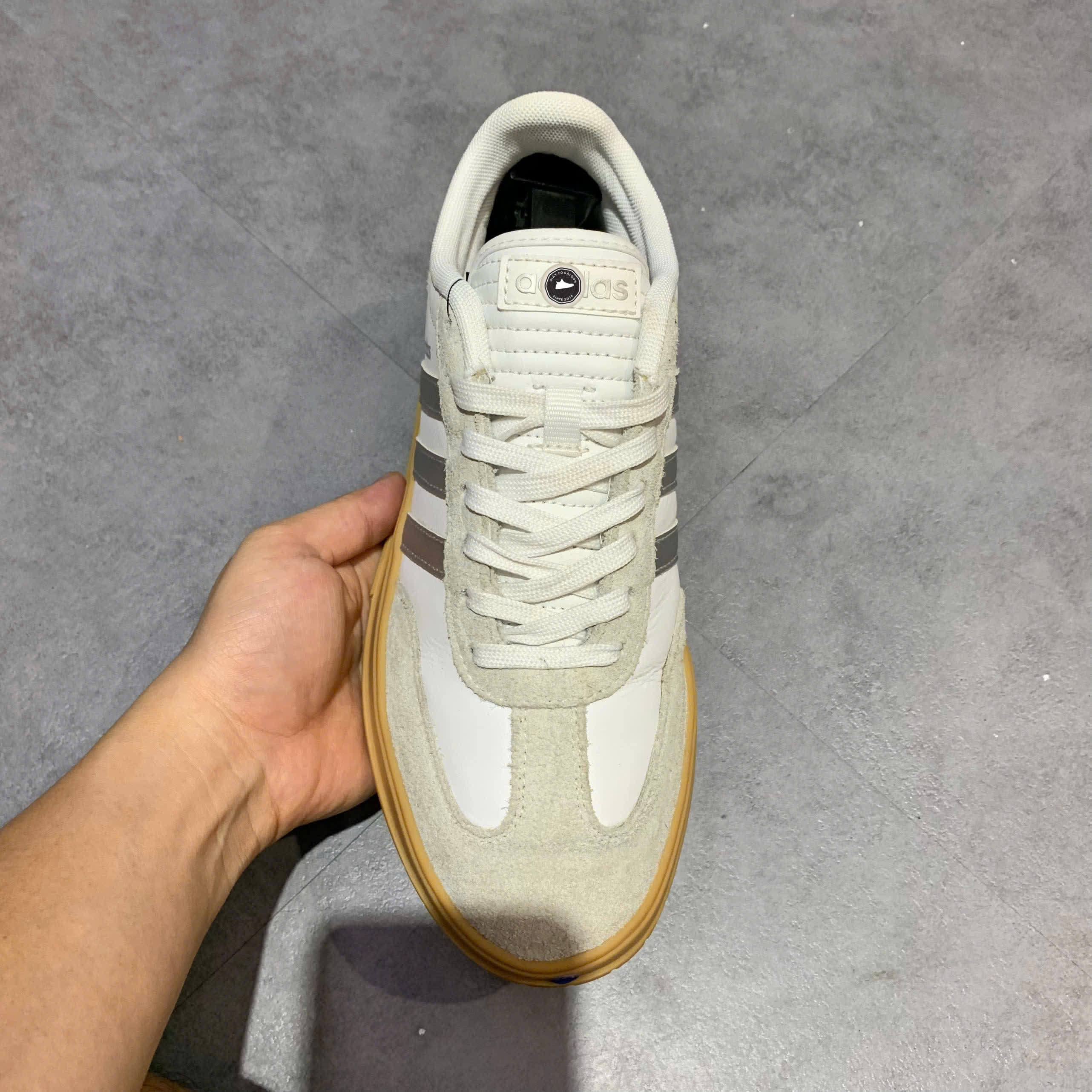 ADIDAS NEO GRADAS WHITE BEIGE GUM ID6127 SIZE 41 1/3 GIÀY 2HAND CHÍNH HÃNG