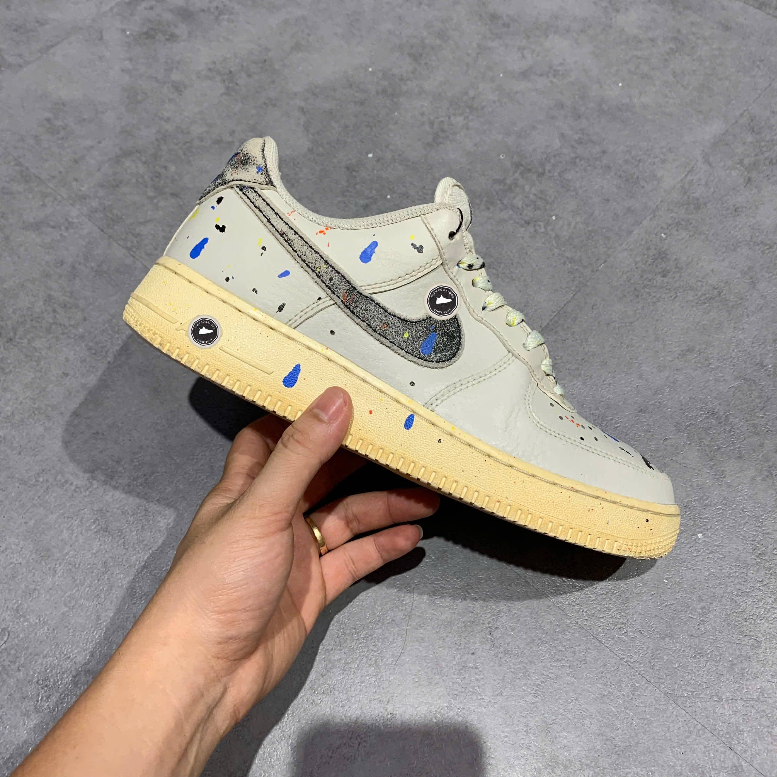 NIKE AIR FORCE 1 LOW PAINT SPLATTER CZ0339 001 GIÀY 2HAND CHÍNH HÃNG [PVN19390]