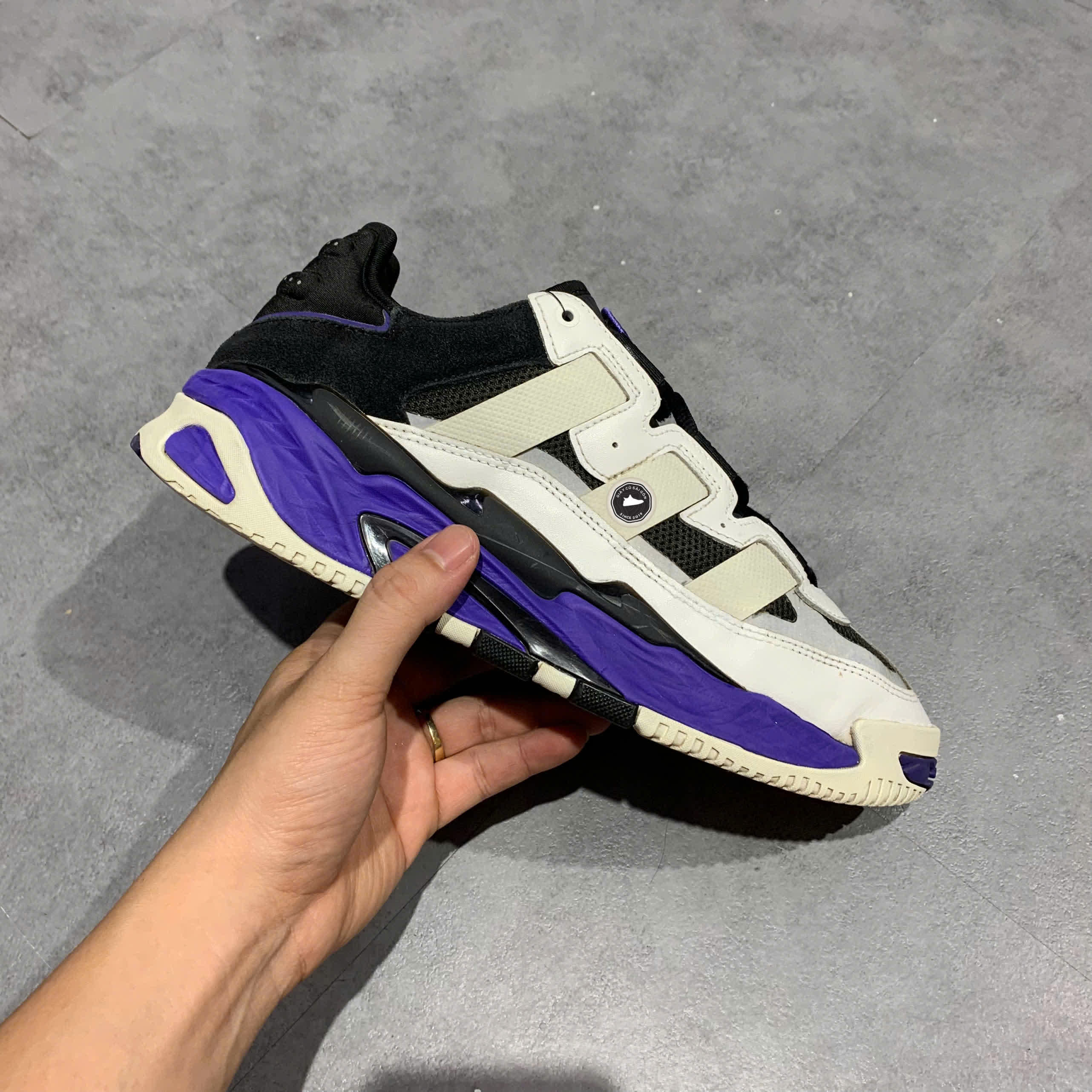 ADIDAS NITEBALL 'WHITE/BLACK/PURPLE' – FX0361 – SIZE 41 1/3 GIÀY 2HAND CHÍNH HÃNG [PVN19348]