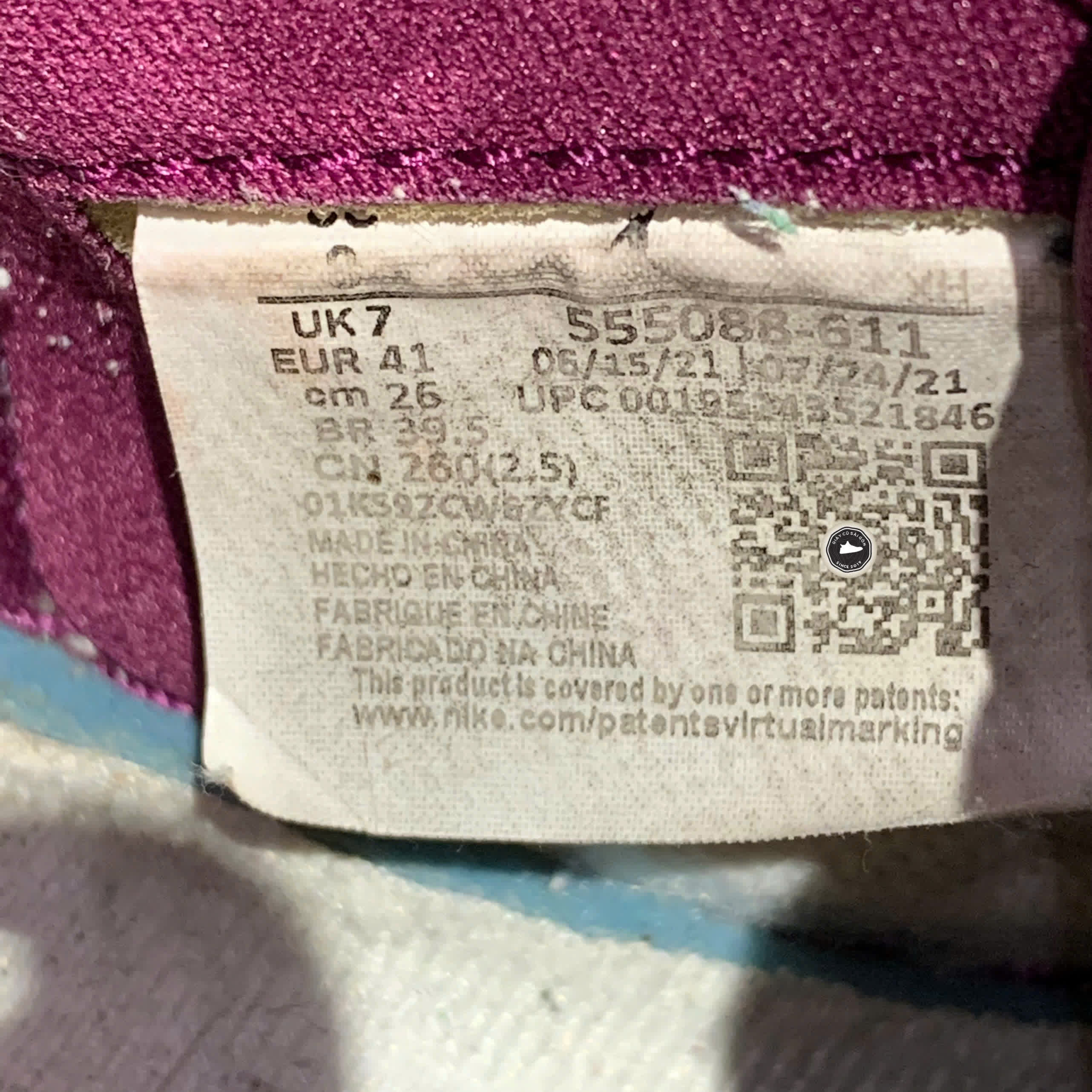 AIR JORDAN 1 RETRO HIGH OG BORDEAUX – 555088 611 SIZE 41 – GIÀY 2HAND CHÍNH HÃNG