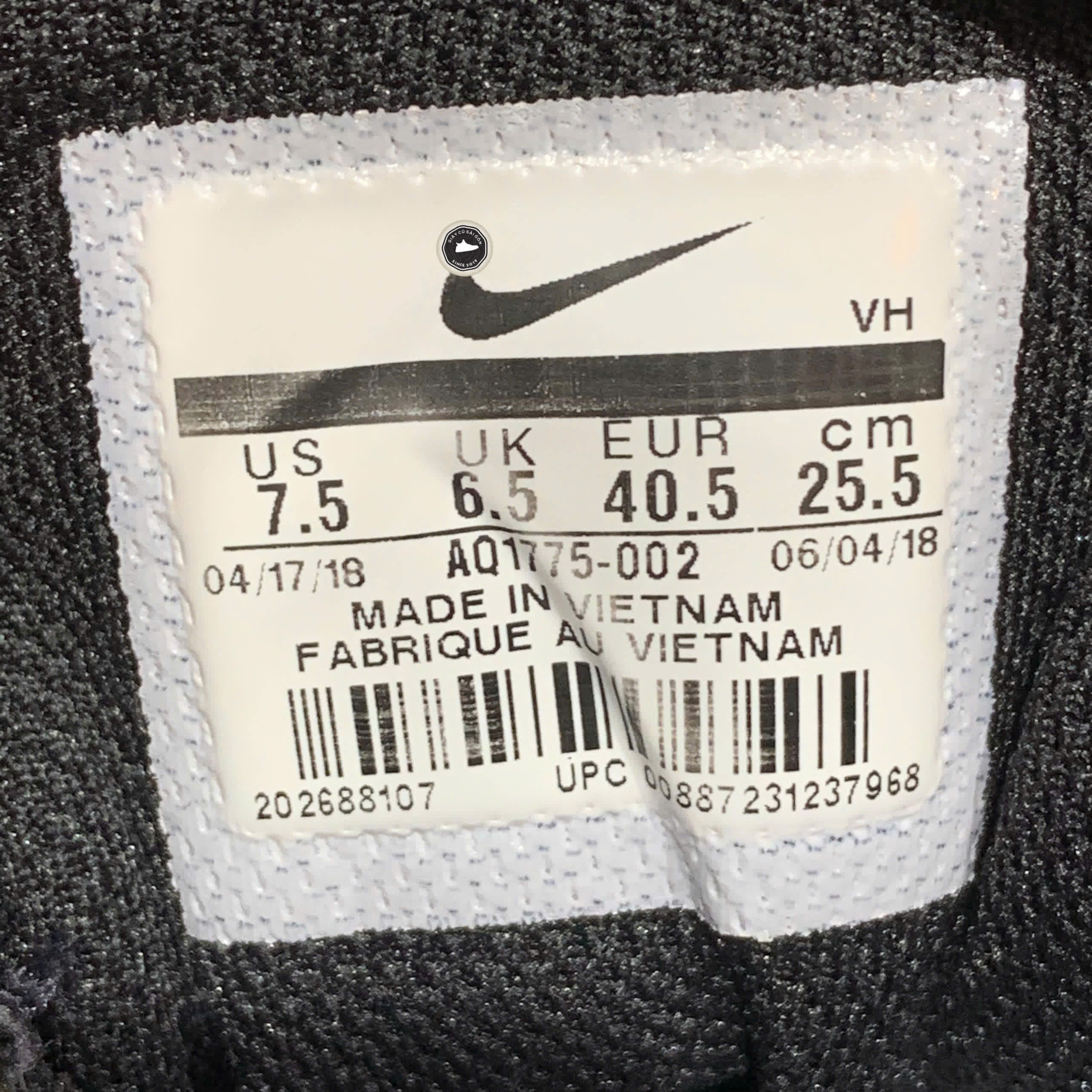 NIKE EBERNON LOW BLACK – AQ1775 002 SIZE 40.5 – GIÀY 2HAND CHÍNH HÃNG