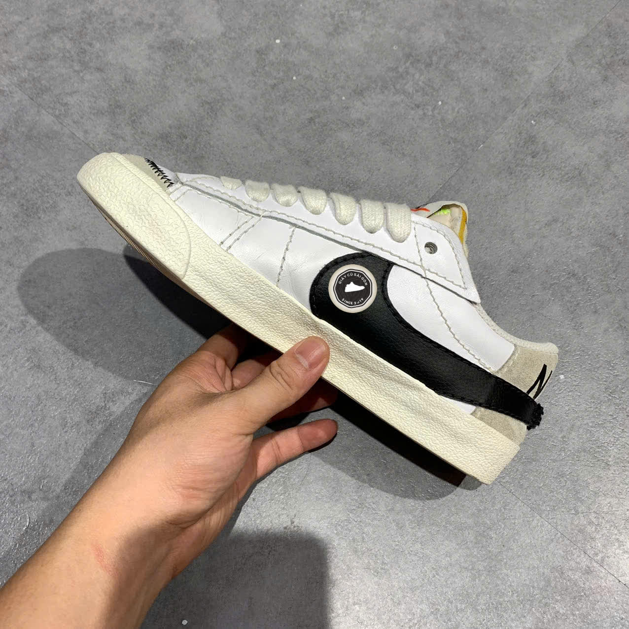 NIKE BLAZER LOW '77 JUMBO 'WHITE BLACK' DN2158 SIZE 40 GIÀY 2HAND CHÍNH HÃNG PVN19660