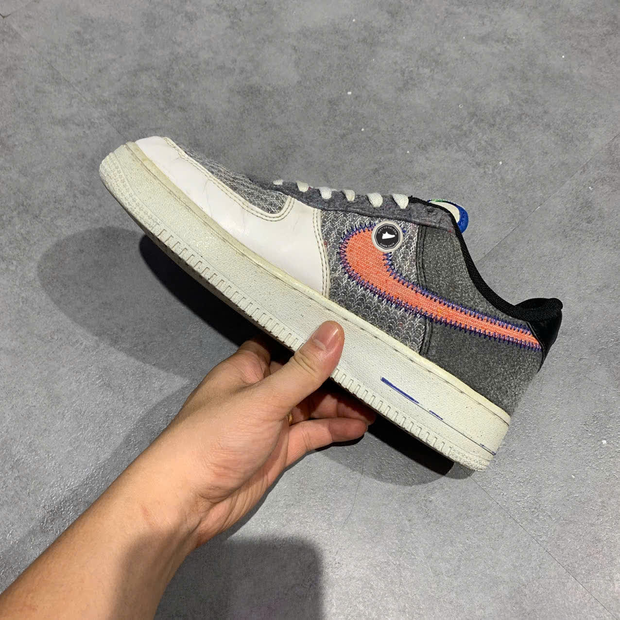 NIKE AIR FORCE 1 LOW ’07 RECYCLED “RECYCLED JERSEYS PACK” CU5625-122 SIZE 40.5 GIÀY 2HAND CHÍNH HÃNG PVN19736