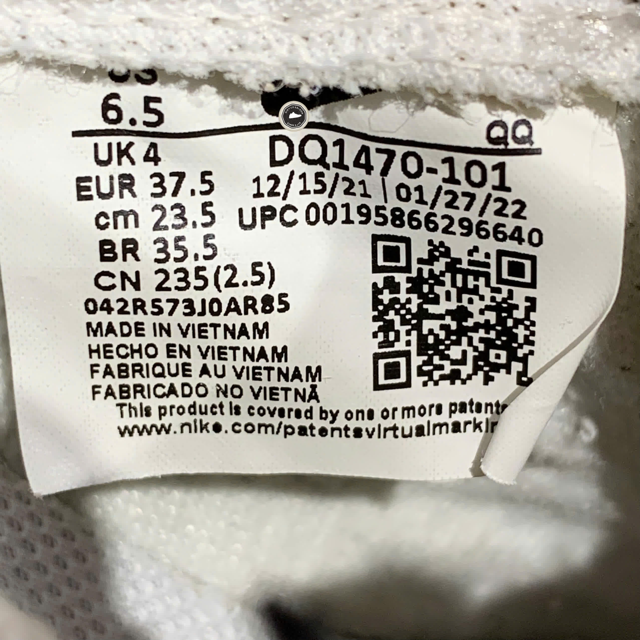 NIKE BLAZER LOW ’77 JUMBO “WHITE BLACK SAIL” DQ1470-101 SIZE 37.5 GIÀY 2HAND CHÍNH HÃNG PVN20188