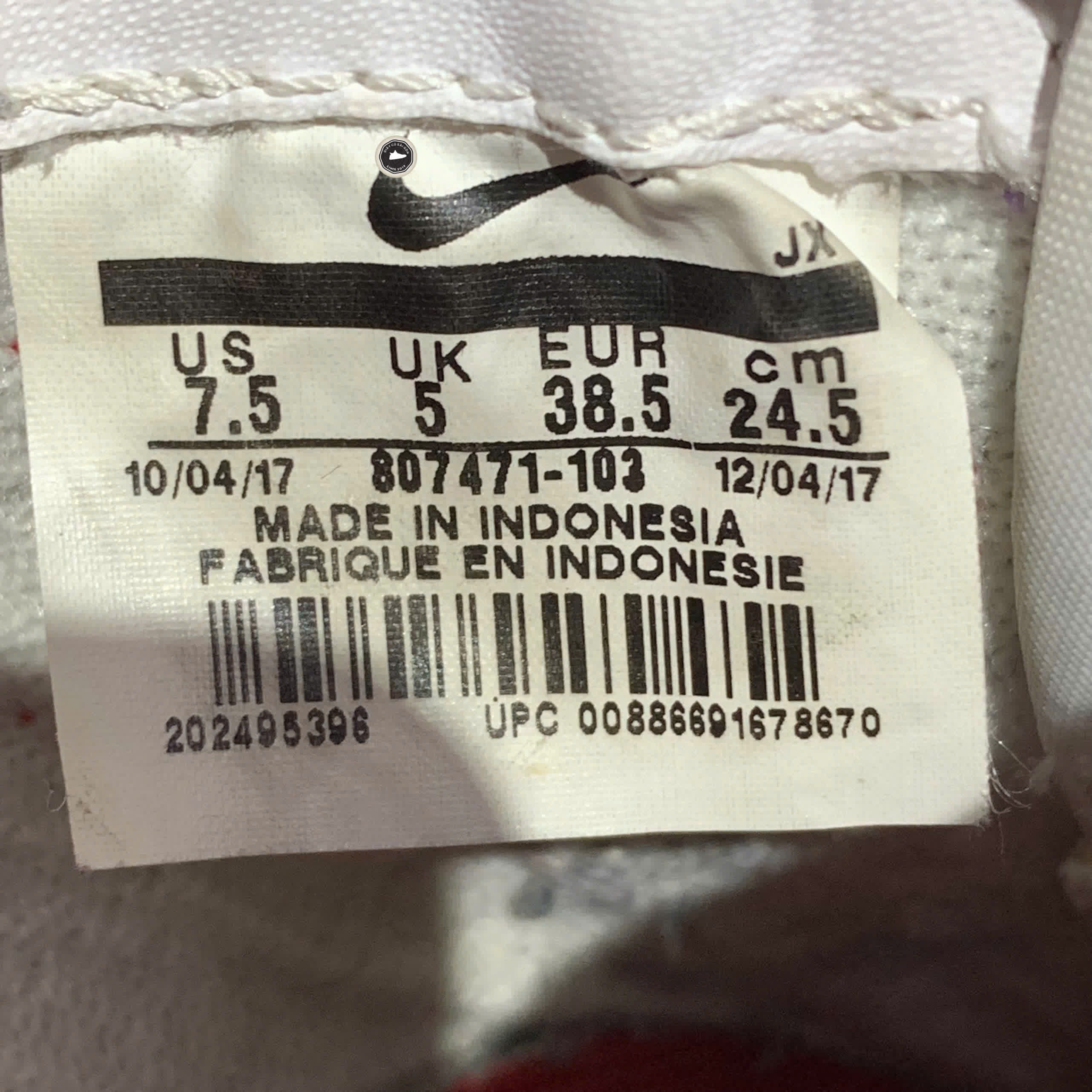 NIKE CLASSIC CORTEZ ‘WHITE / VARSITY RED / VARSITY ROYAL’ 807471-103 SIZE 38.5 GIÀY 2HAND CHÍNH HÃNG PVN20193