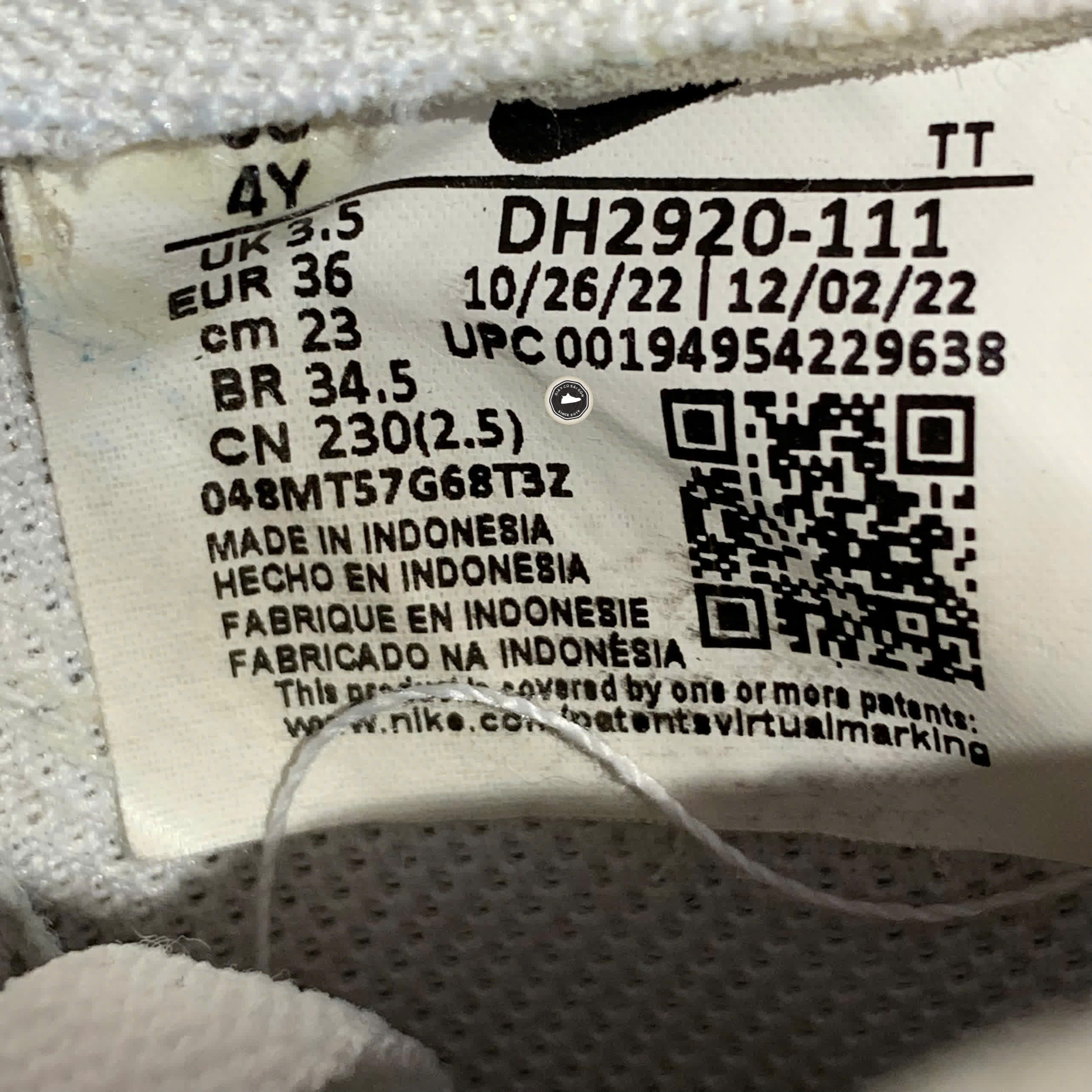 NIKE AIR FORCE 1 LOW LE TRIPLE WHITE DH2920-111 SIZE 36 GIÀY 2HAND CHÍNH HÃNG PVN20231