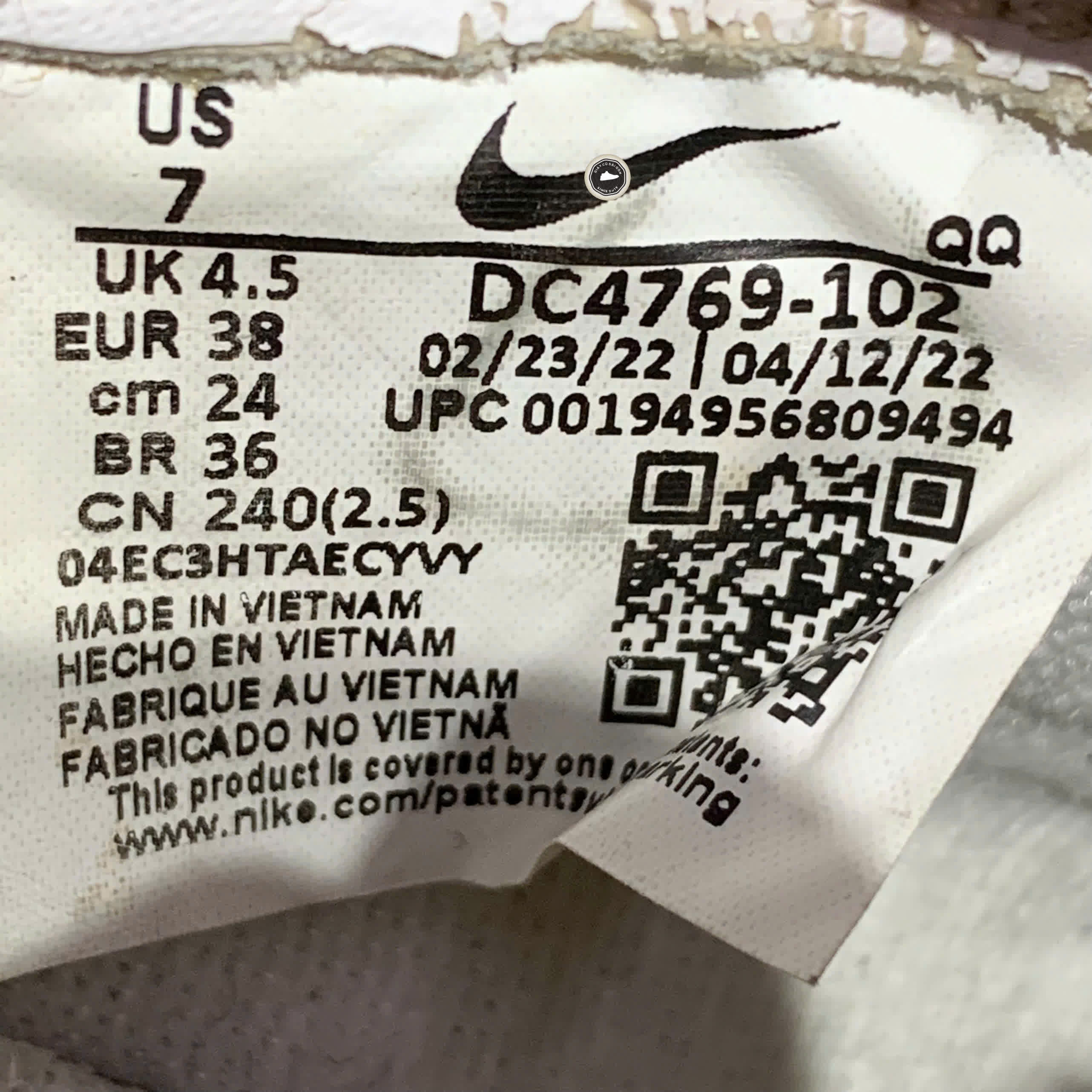 NIKE BLAZER LOW ’77 DC4769-102 SIZE 38 GIÀY 2HAND CHÍNH HÃNG PVN20152