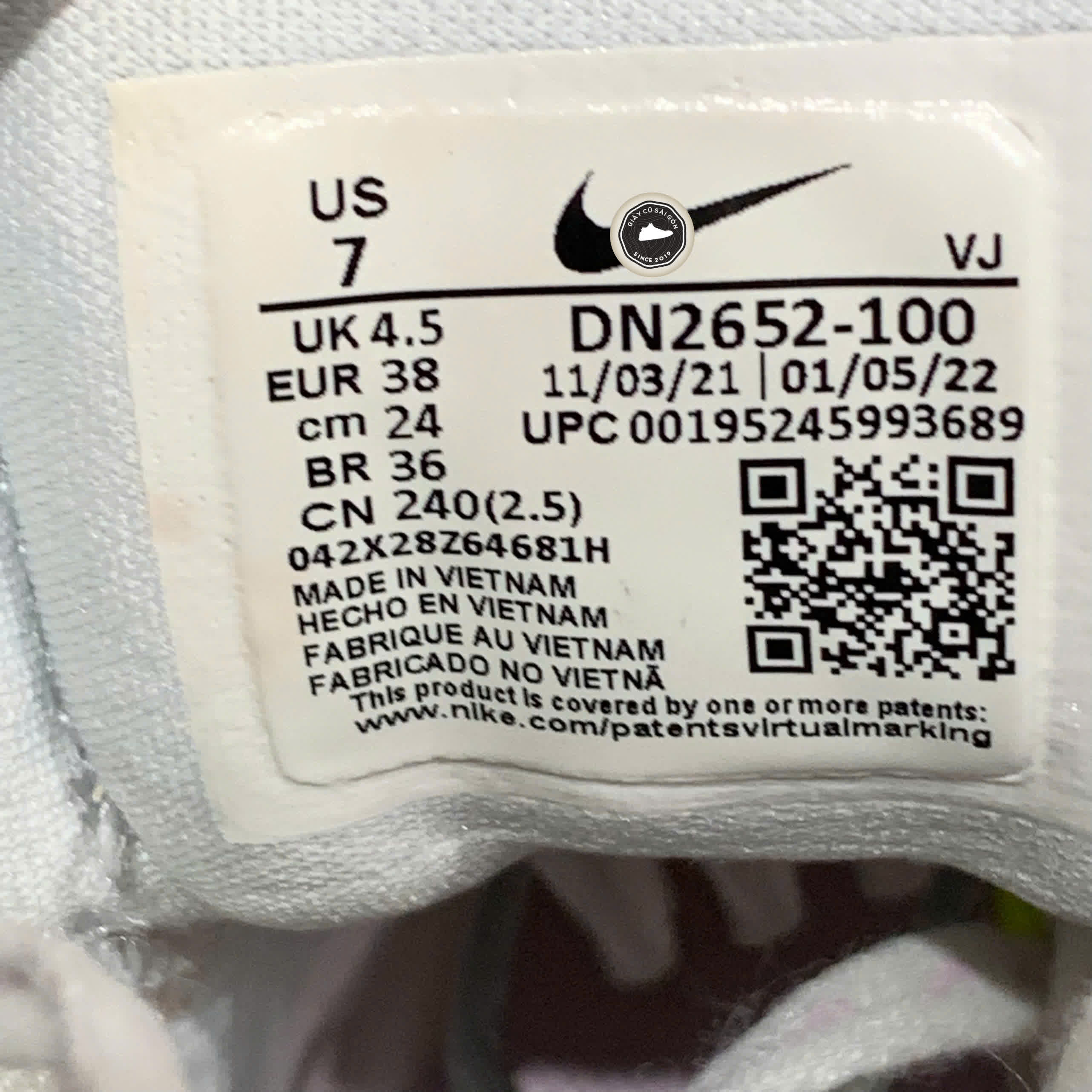 NIKE REACT ESCAPE RUN DN2652-100 SIZE 38 GIÀY 2HAND CHÍNH HÃNG PVN20206