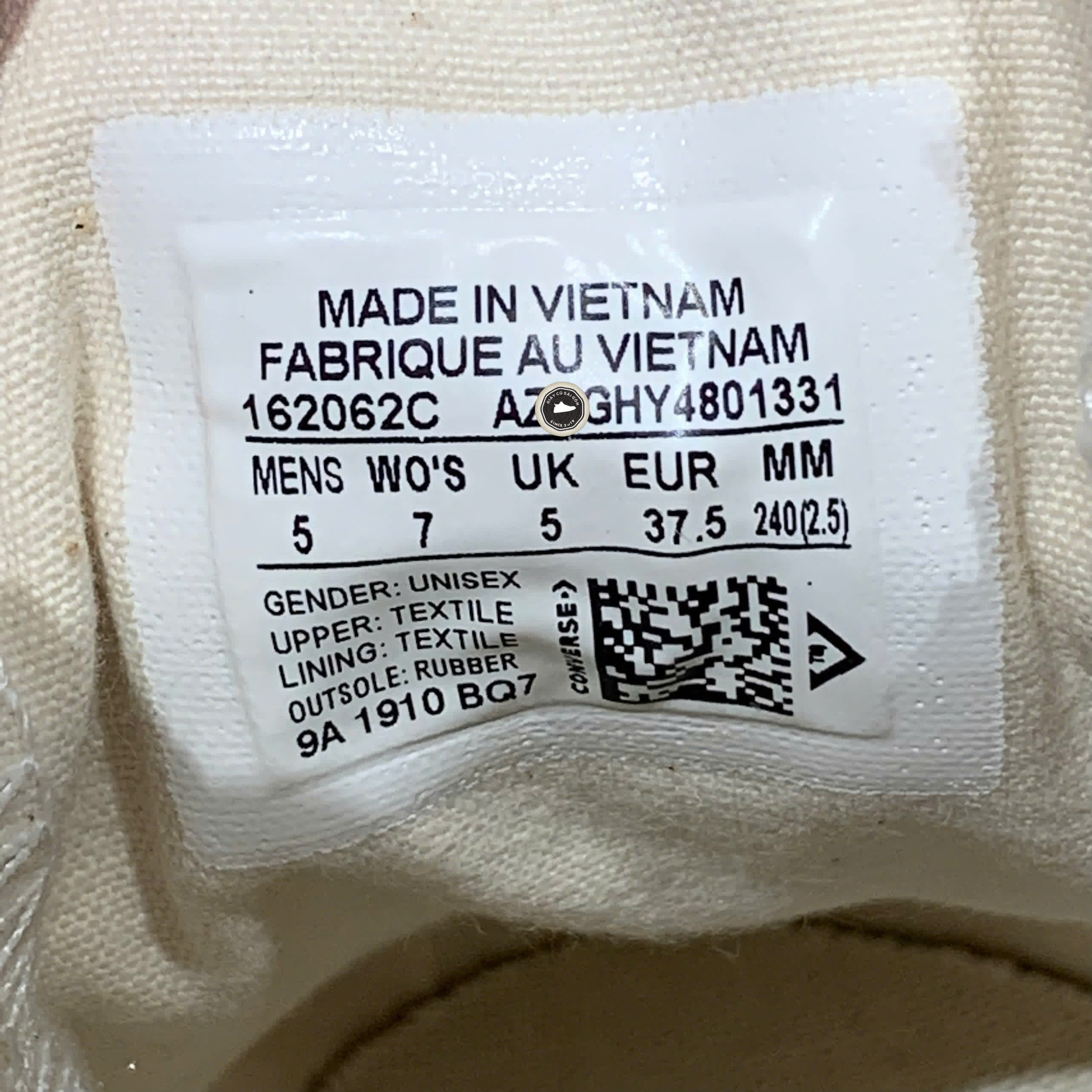 CONVERSE CHUCK 70 162062C SIZE 37.5 GIÀY 2HAND CHÍNH HÃNG PVN20220