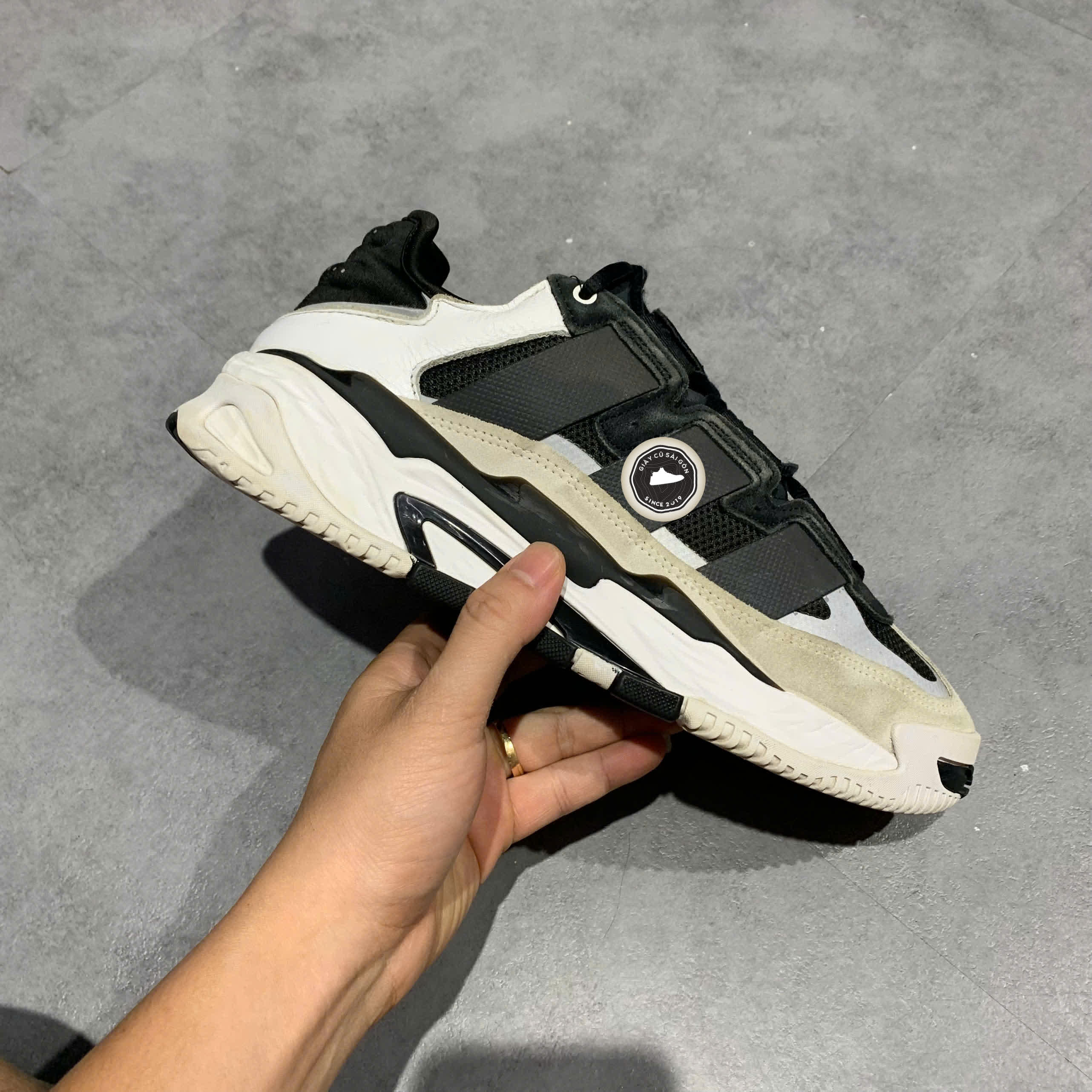 ADIDAS NITEBALL ‘BLACK WHITE’ H67360 SIZE 42 GIÀY 2HAND CHÍNH HÃNG PVN19969