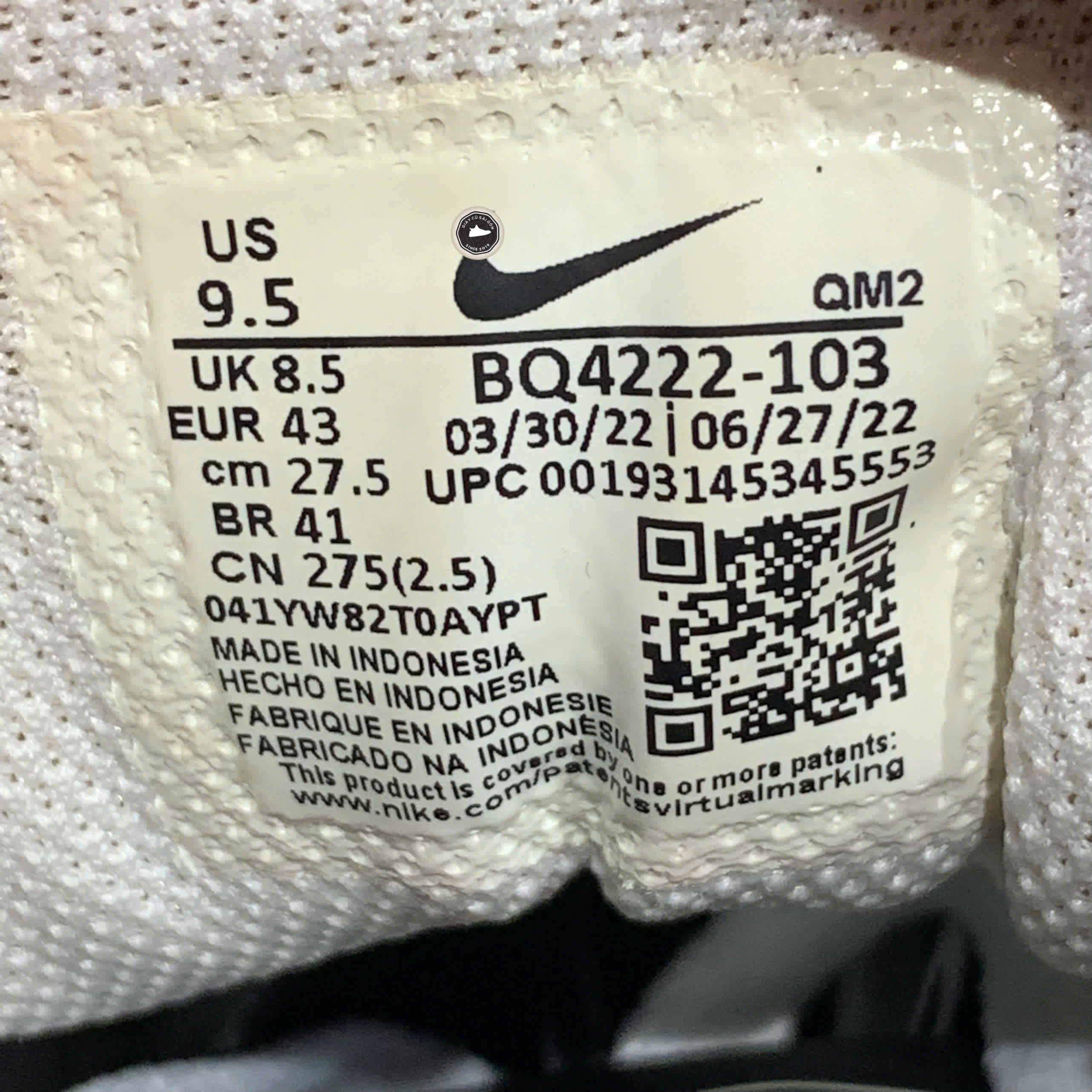 NIKE COURT ROYALE AC ‘WHITE BLACK’ BQ4222-103 SIZE 43 GIÀY 2HAND CHÍNH HÃNG PVN20068