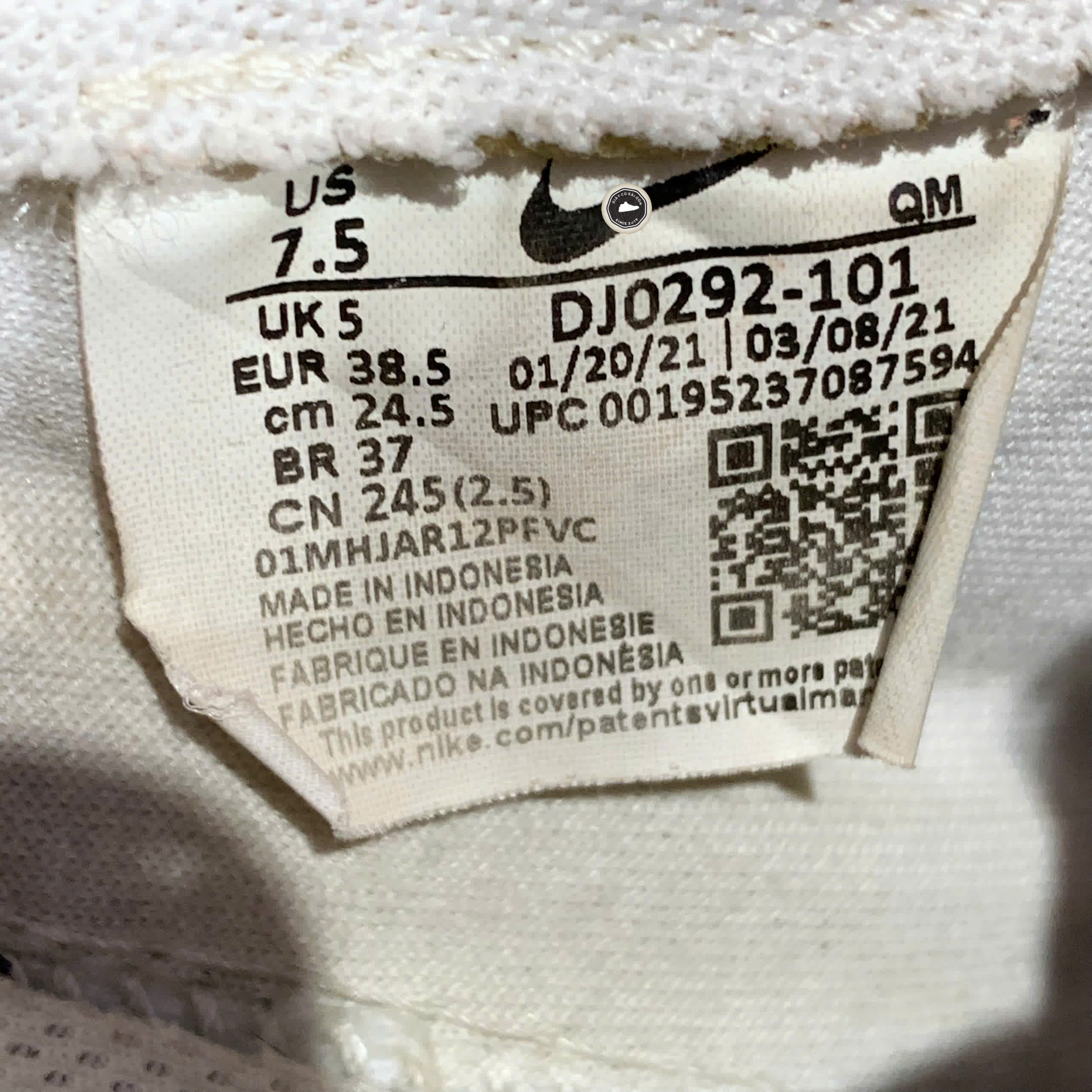 NIKE BLAZER LOW PLATFORM WHITE/BLACK DJ0292-101 SIZE 38.5 GIÀY 2HAND CHÍNH HÃNG PVN20212