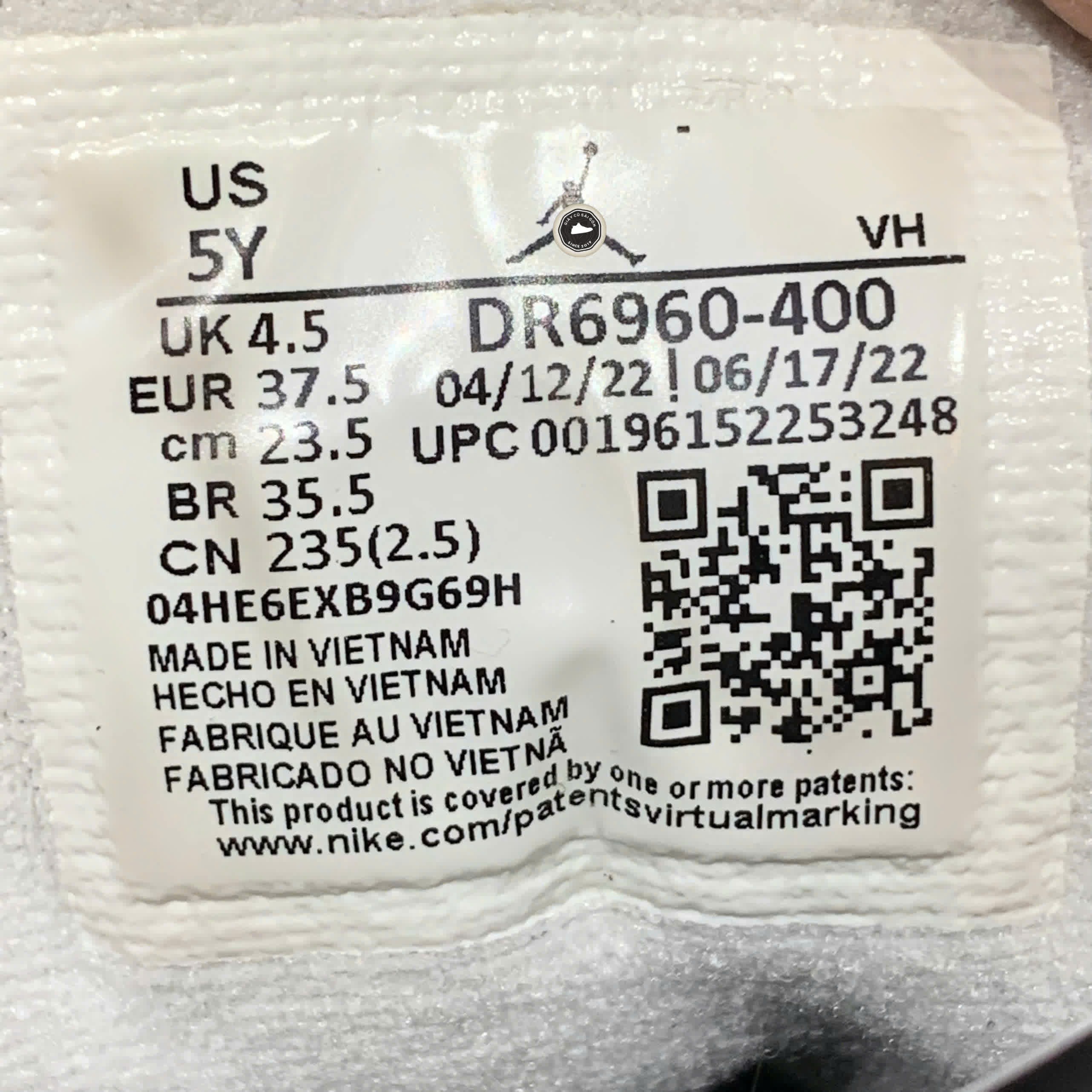 NIKE AIR JORDAN 1 GS LOW SE 'BLUE CHUTNEY' DR6960-400 SIZE 37.5 GIÀY 2HAND CHÍNH HÃNG PVN20233