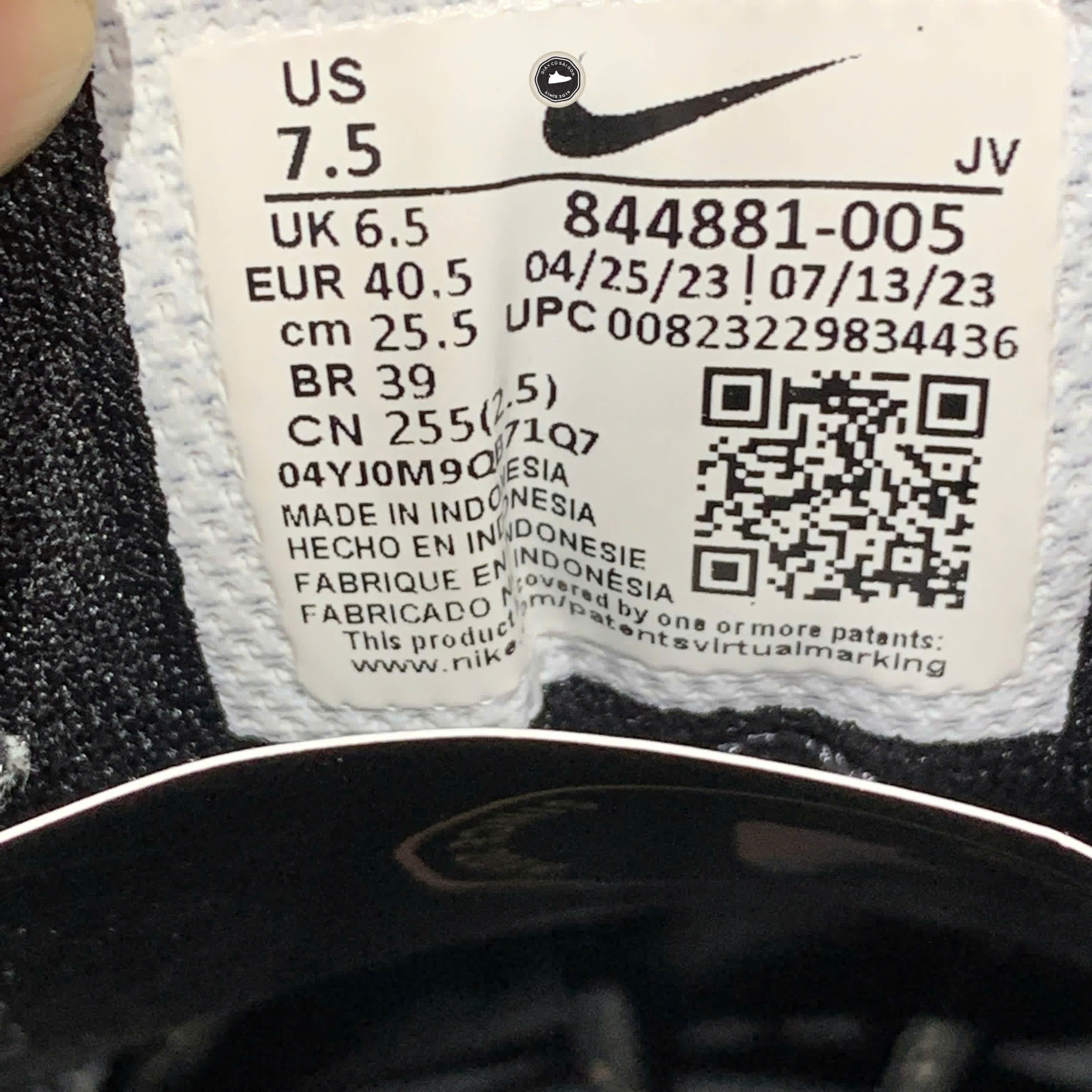 NIKE COURT BOROUGH LOW PREMIUM 'BLACK GREY SAIL' 844881-005 SIZE 40.5 GIÀY 2HAND CHÍNH HÃNG PVN19989