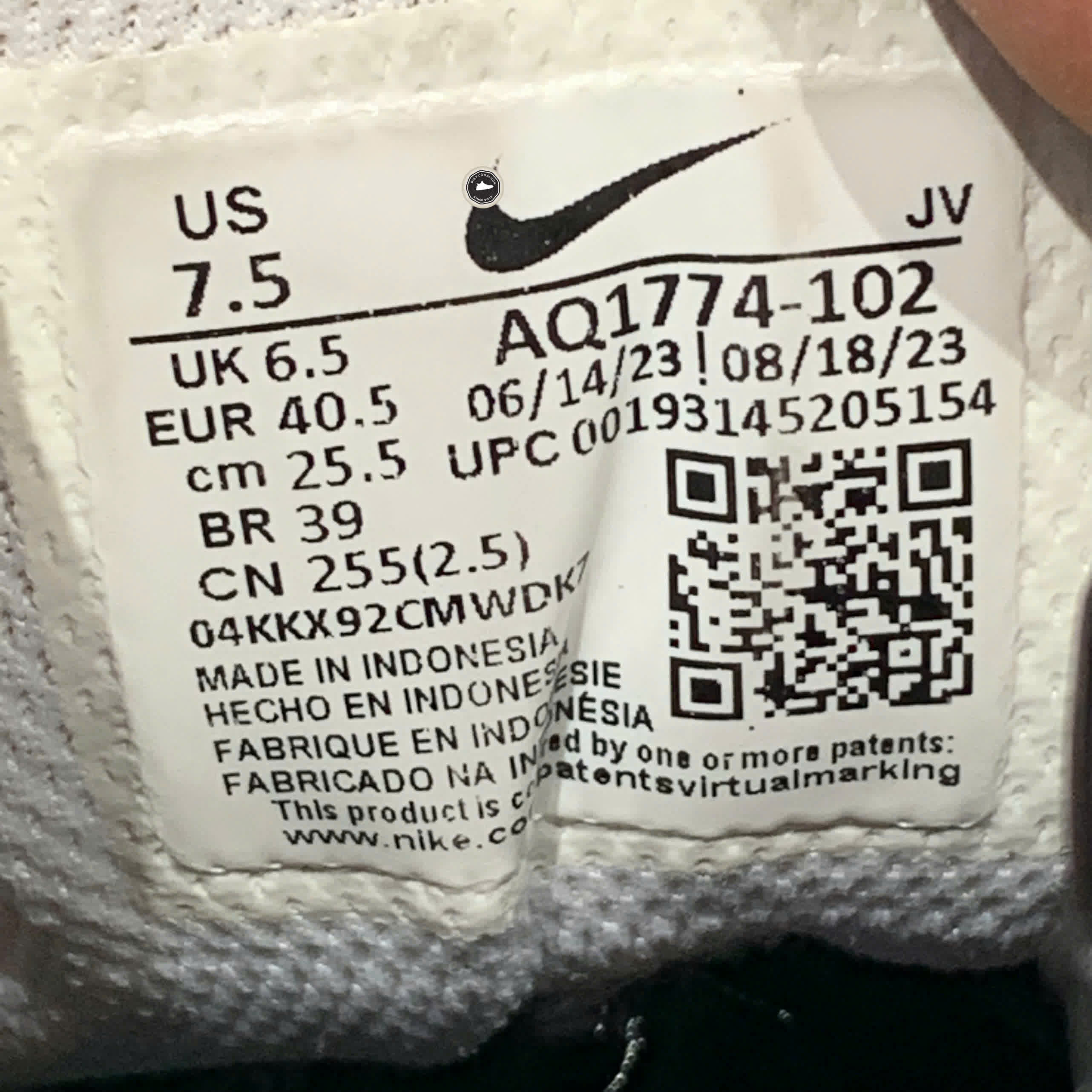 NIKE EBERNON LOW PRM “WHITE / BLACK / WOLF GREY” AQ1774-102 SIZE 40.5 GIÀY 2HAND CHÍNH HÃNG PVN20085