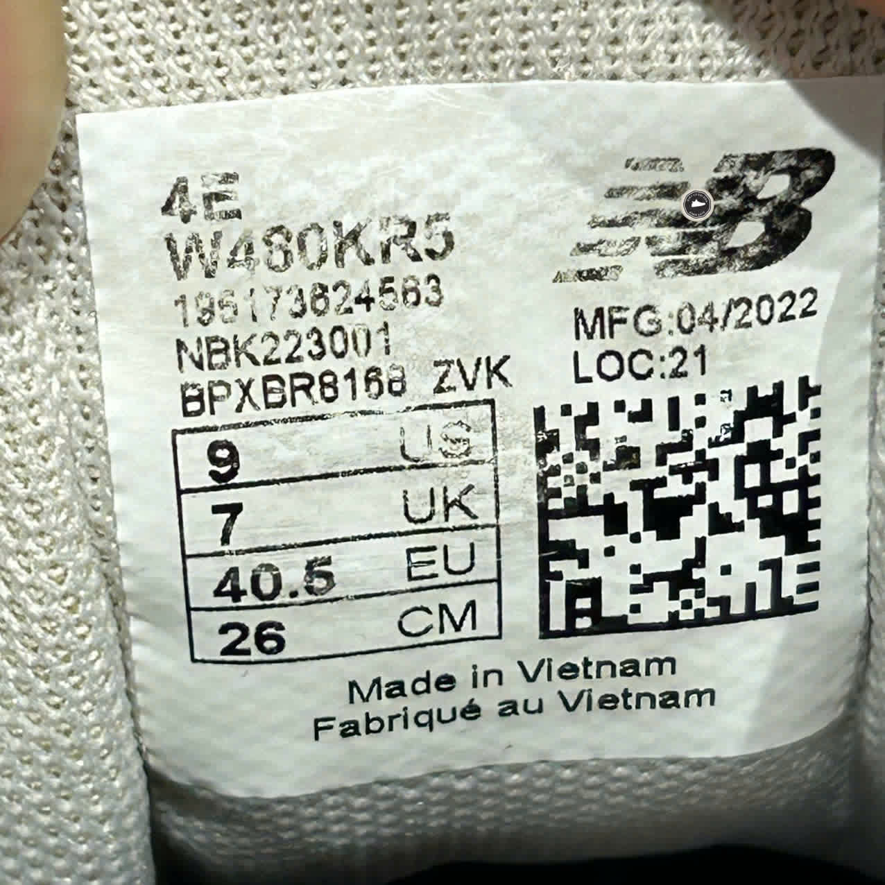 NEW BALANCE 480 ‘FOR GREY’ W480KR5 SIZE 40.5 GIÀY 2HAND CHÍNH HÃNG PVN20303