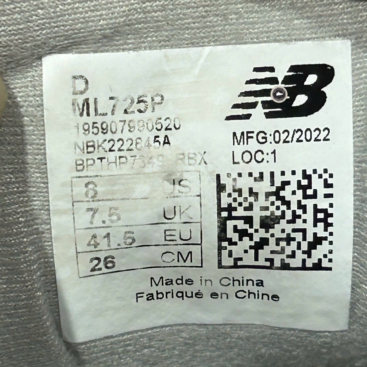 NEW BALANCE 725 ‘GREY’ ML725P SIZE 41.5 GIÀY 2HAND CHÍNH HÃNG PVN20326