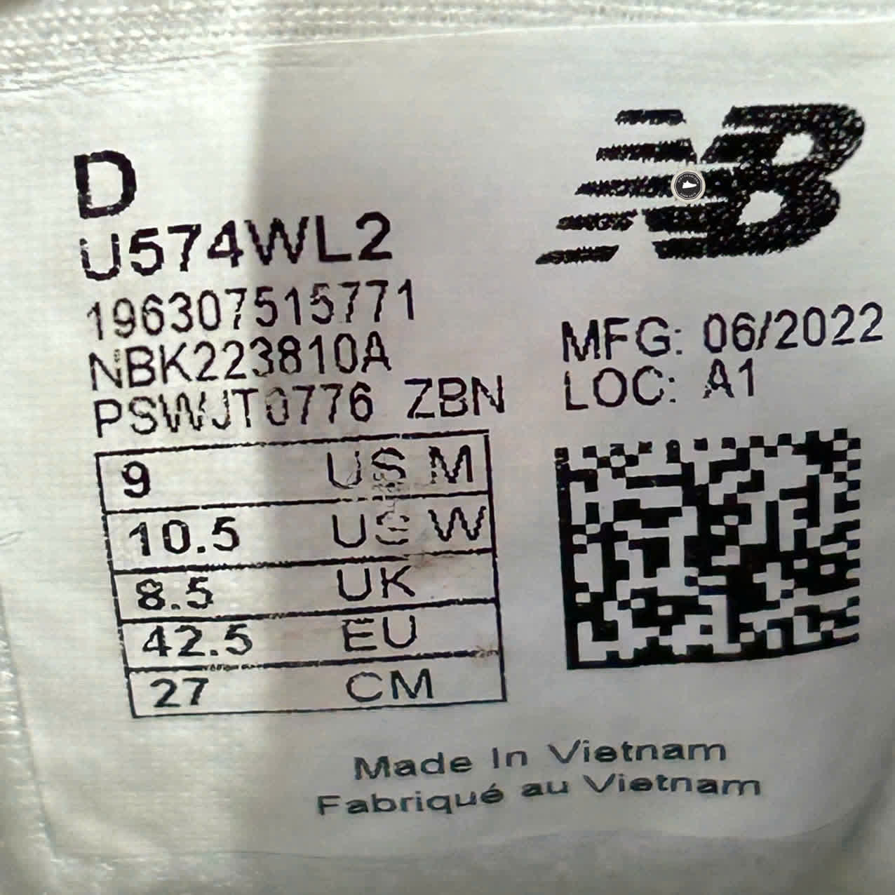 NEW BALANCE 574 ‘BLUE WHITE’ U574WL2 SIZE 42.5 GIÀY 2HAND CHÍNH HÃNG PVN20353