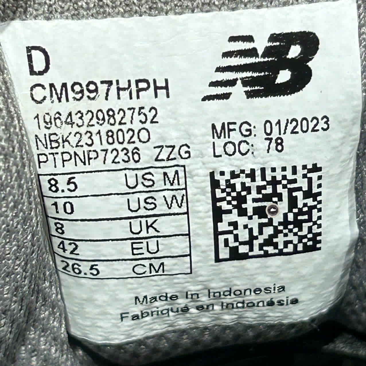 NEW BALANCE 997H 'SHADOW GREY' CM997HPH SIZE 42 GIÀY 2HAND CHÍNH HÃNG PVN20322