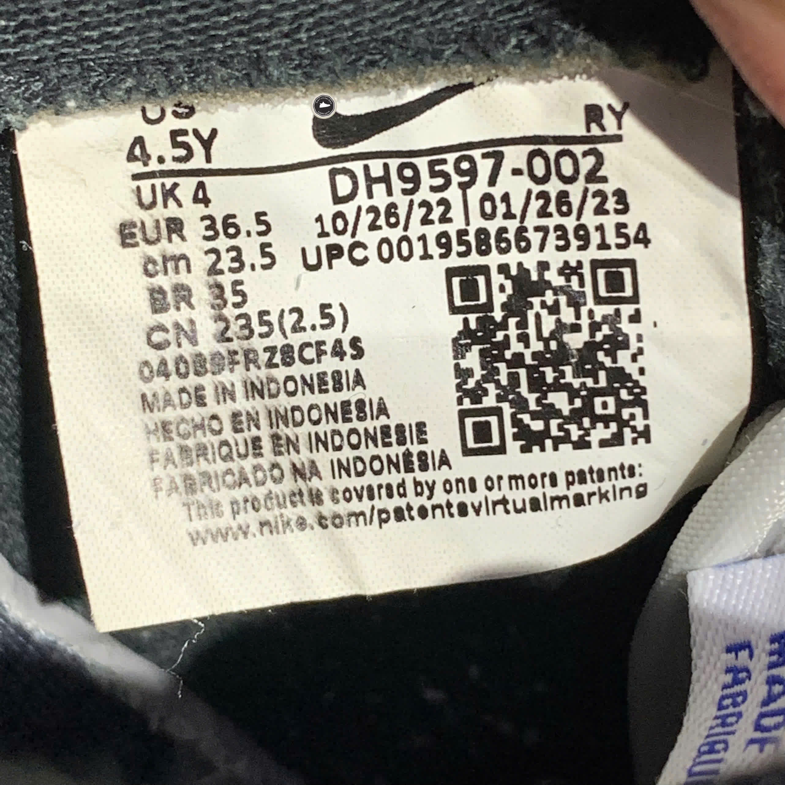 NIKE AIR FORCE 1 LOW ATHLETIC CLUB BLACK UNIVERSITY GOLD (GS) DH9597 002 SIZE 36.5 GIÀY 2HAND CHÍNH HÃNG PVN20713