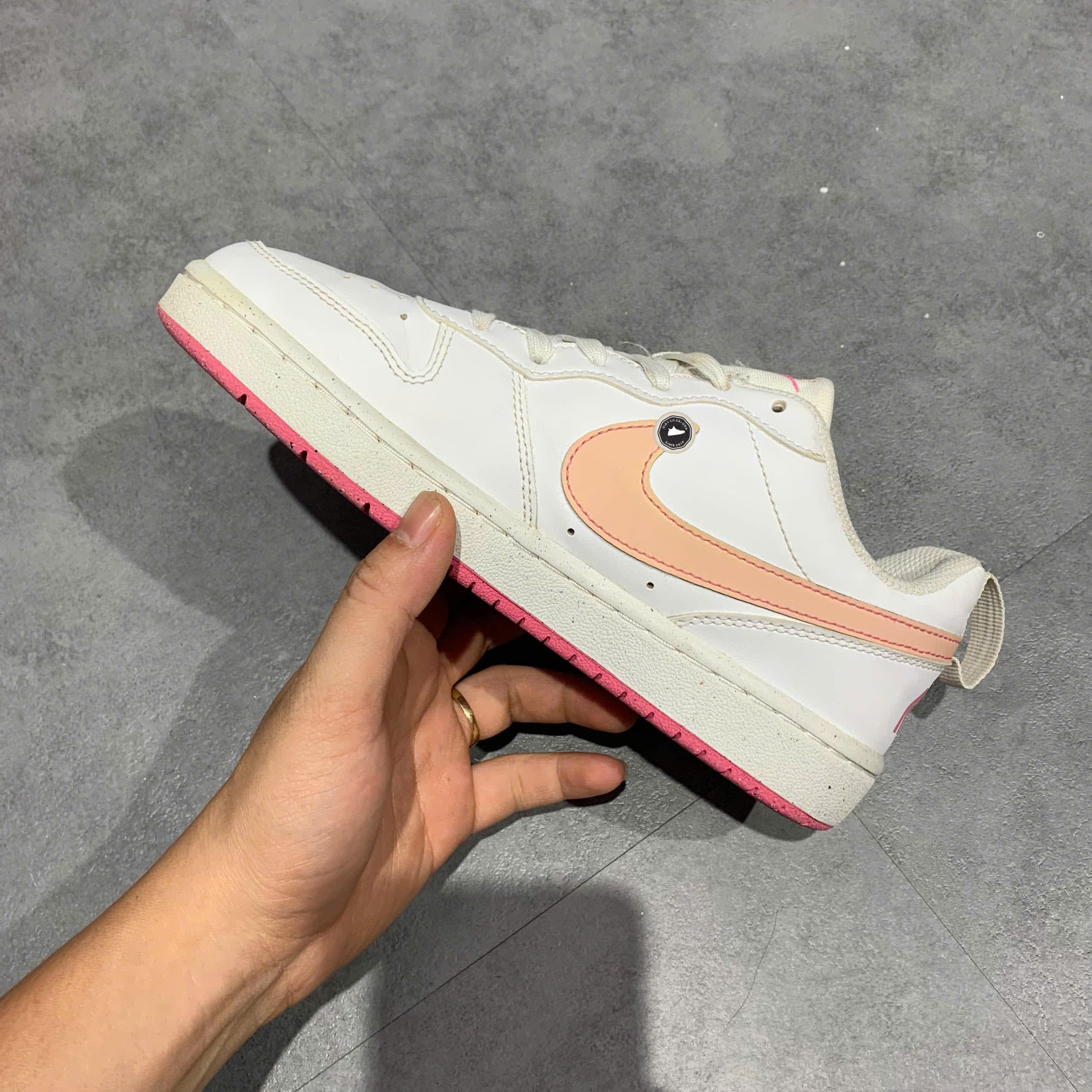 NIKE COURT BOROUGH LOW RECRAFT 'WHITE PINKSICLE' DV5456 111 SIZE 37.5 GIÀY 2HAND CHÍNH HÃNG PVN20935