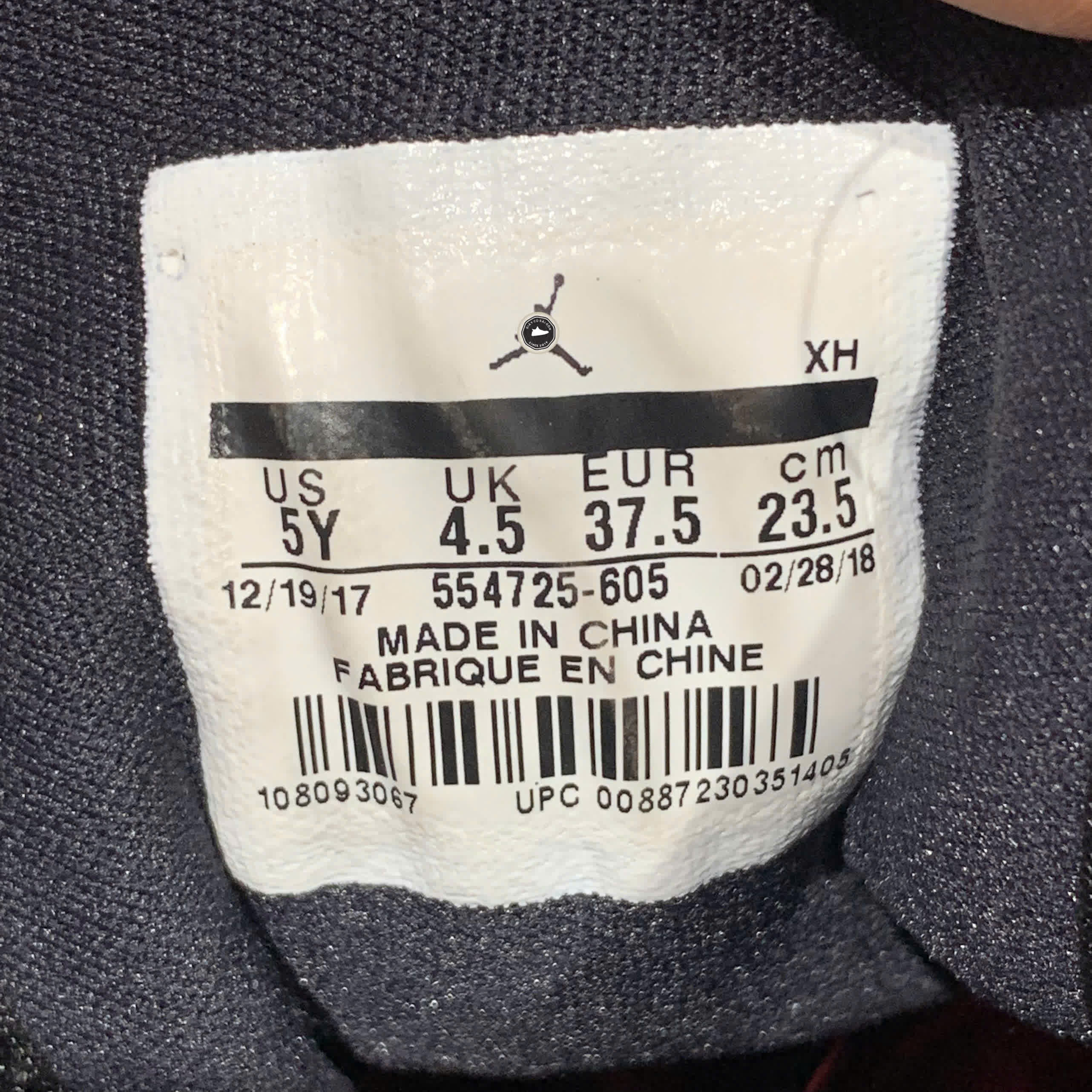 AIR JORDAN 1 RETRO MID GS 'GYM RED WHITE' 554725 605 SIZE 37.5 GIÀY 2HAND CHÍNH HÃNG PVN20732