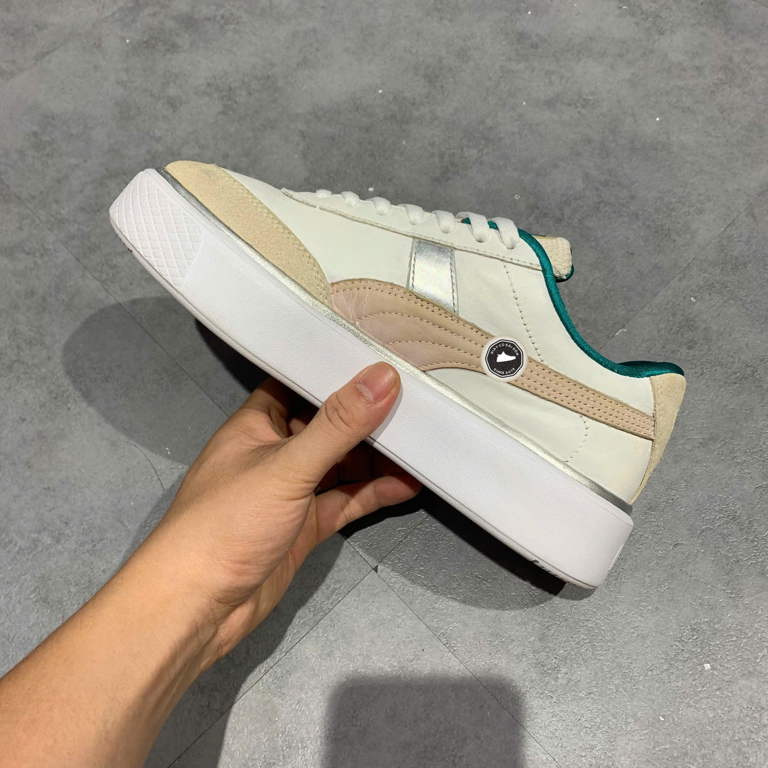PUMA OSLO MAYA FOR CASUAL SHOES WHITE/PINK 375059-01 SIZE 38 GIÀY 2HAND CHÍNH HÃNG PVN20821