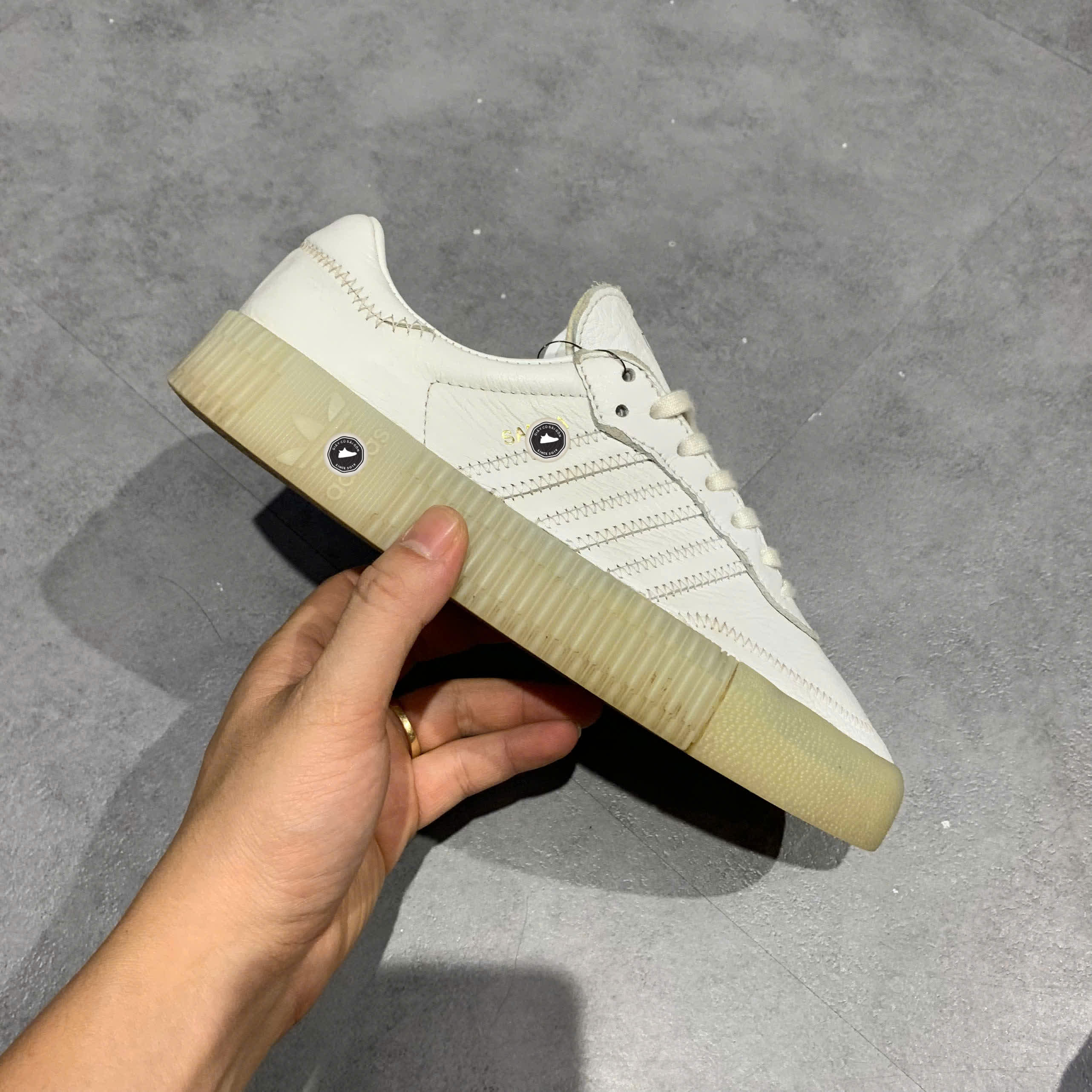 ADIDAS WMNS SAMBAROSE 'FOOTWEAR WHITE' D96702 SIZE 38 GIÀY 2HAND CHÍNH HÃNG PVN20823