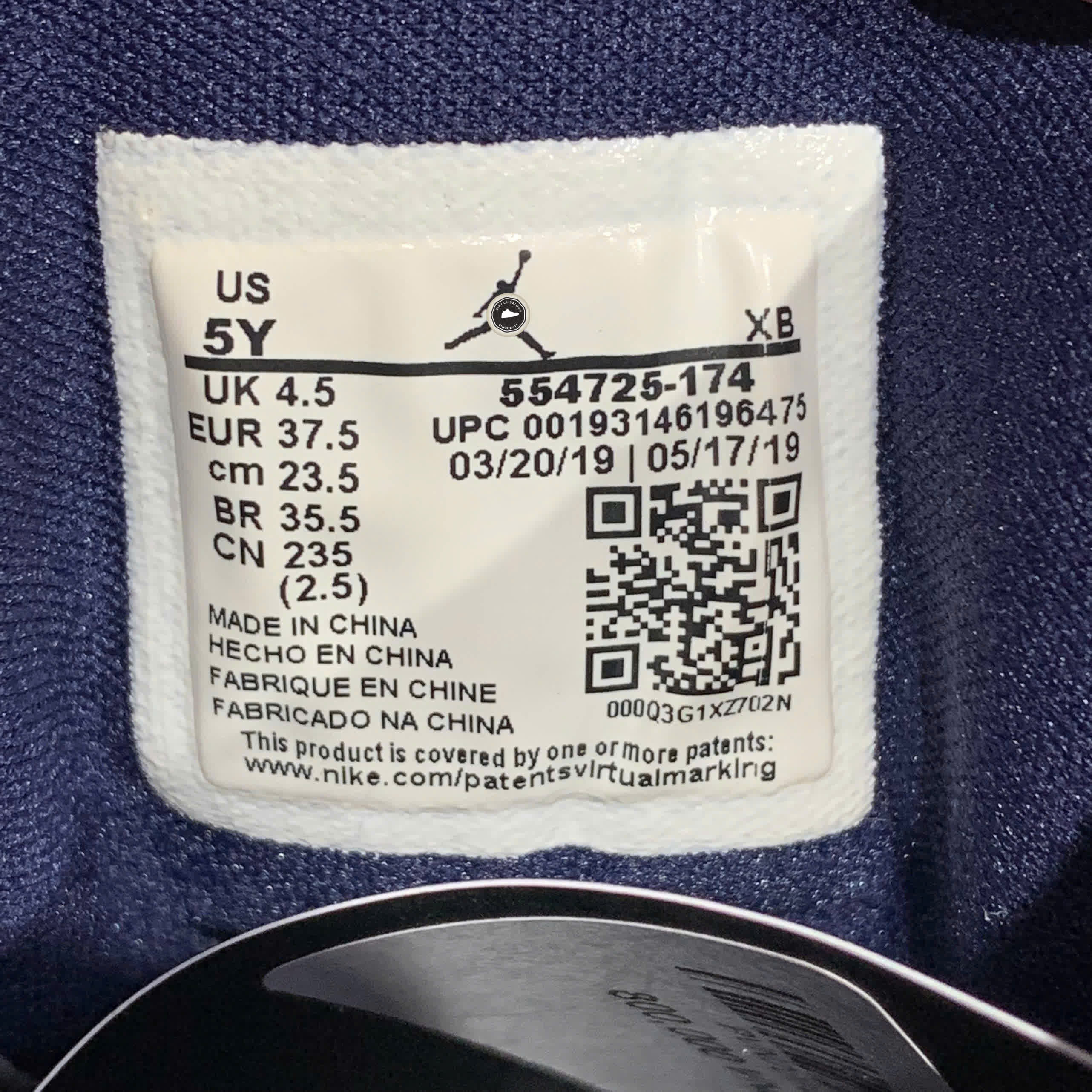 NIKE AIR JORDAN 1 MID GS OBSIDIAN WHITE METALLIC GOLD 554725-174 SIZE 37.5 GIÀY 2HAND CHÍNH HÃNG PVN20742