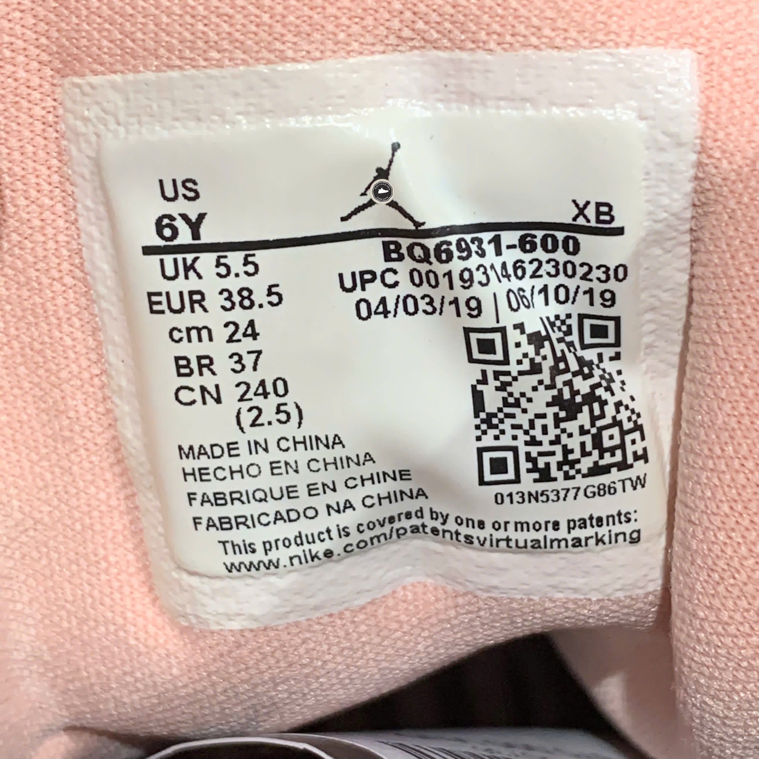 NIKE AIR JORDAN 1 MID SE (GS) 'CORAL STARDUST' BQ6931 600 SIZE 38.5 GIÀY 2HAND CHÍNH HÃNG PVN20736