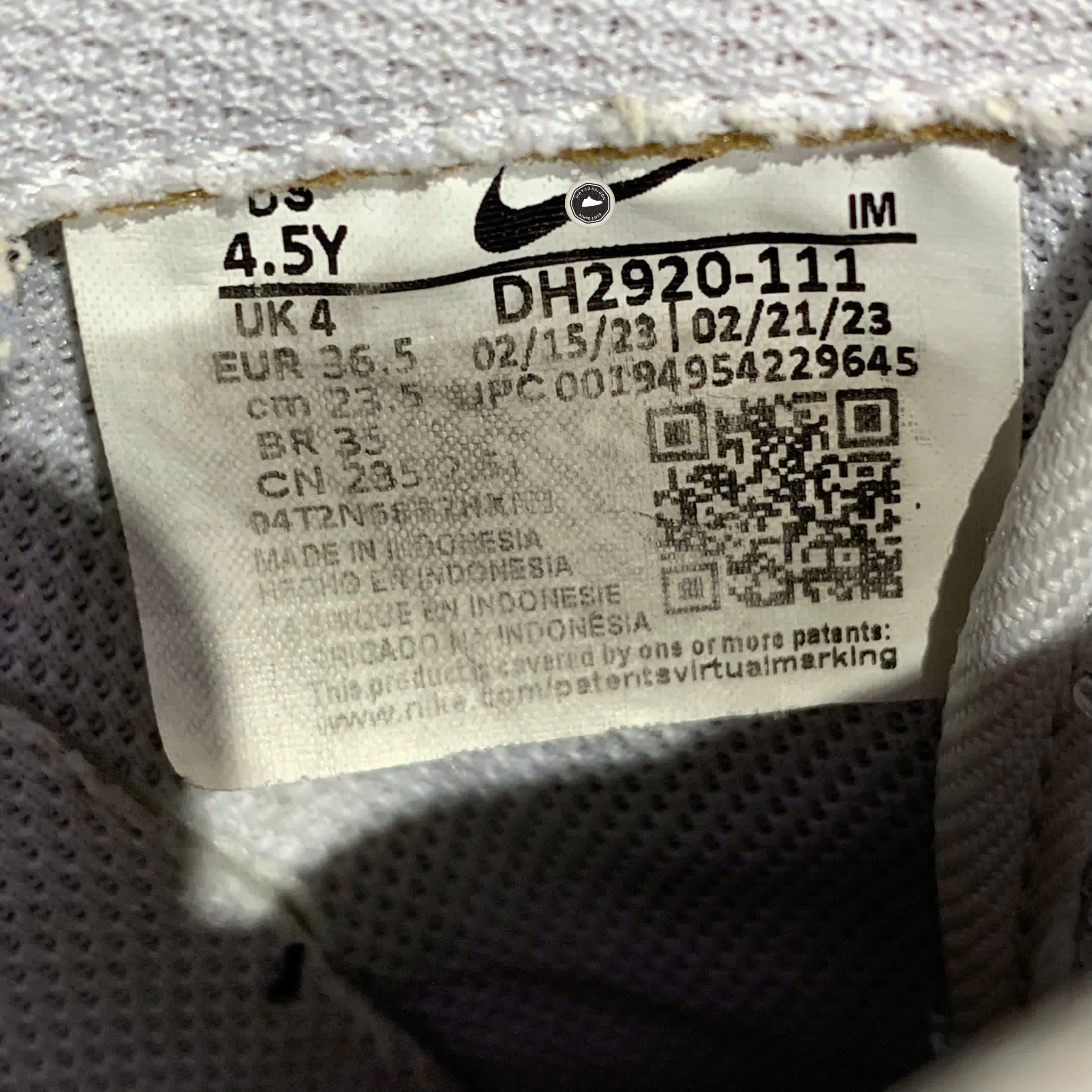 NIKE AIR FORCE 1 LOW LE TRIPLE WHITE DH2920-111 SIZE 36.5 GIÀY 2HAND CHÍNH HÃNG PVN20814