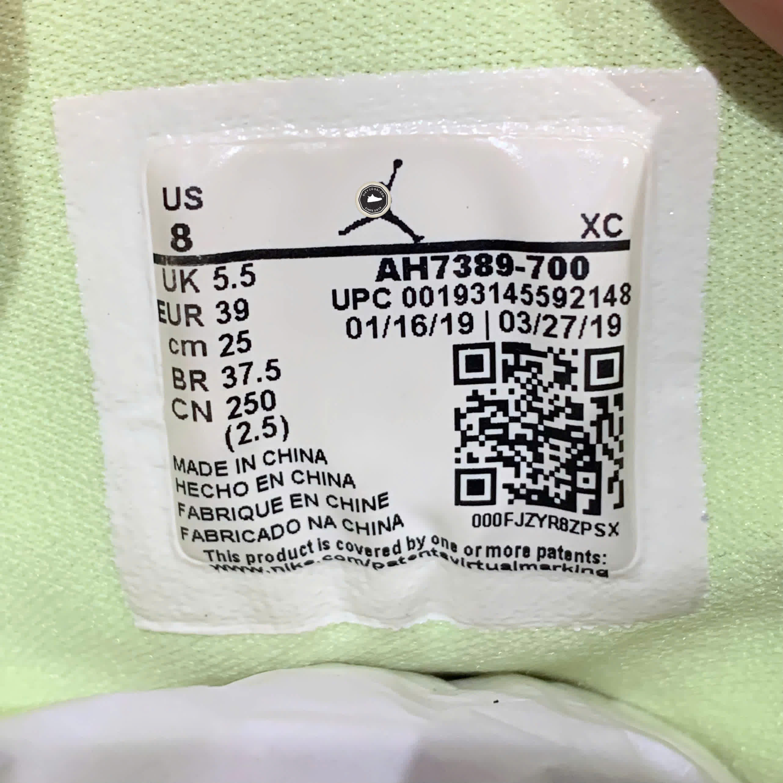 JORDAN 1 RETRO HIGH BARELY VOLT (WOMEN'S) AH7389 700 SIZE 39 GIÀY 2HAND CHÍNH HÃNG PVN20438