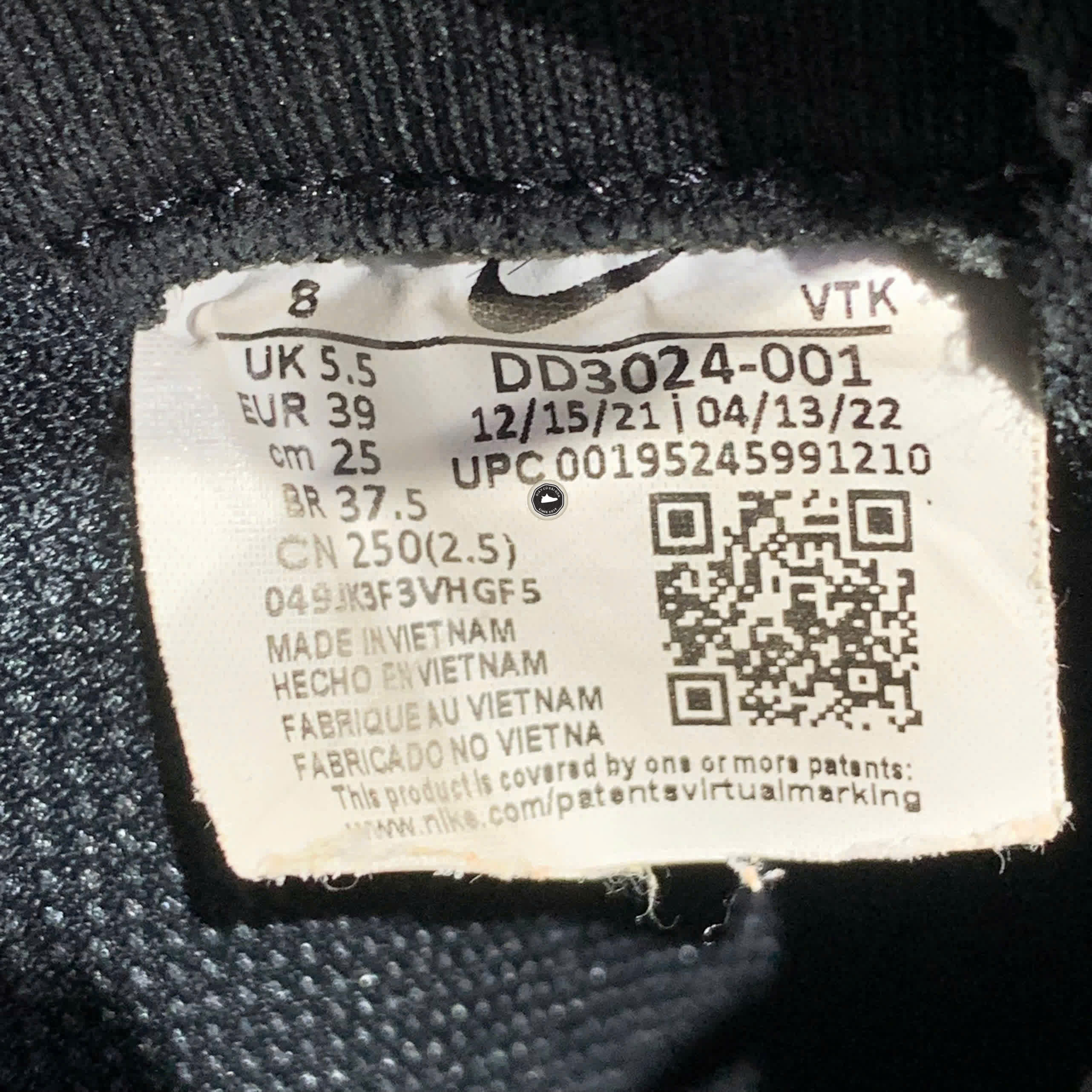 NIKE REACT INFINITY RUN FLYKNIT 3 'BLACK WHITE' DD3024-001 SIZE 39 GIÀY 2HAND CHÍNH HÃNG PVN20602