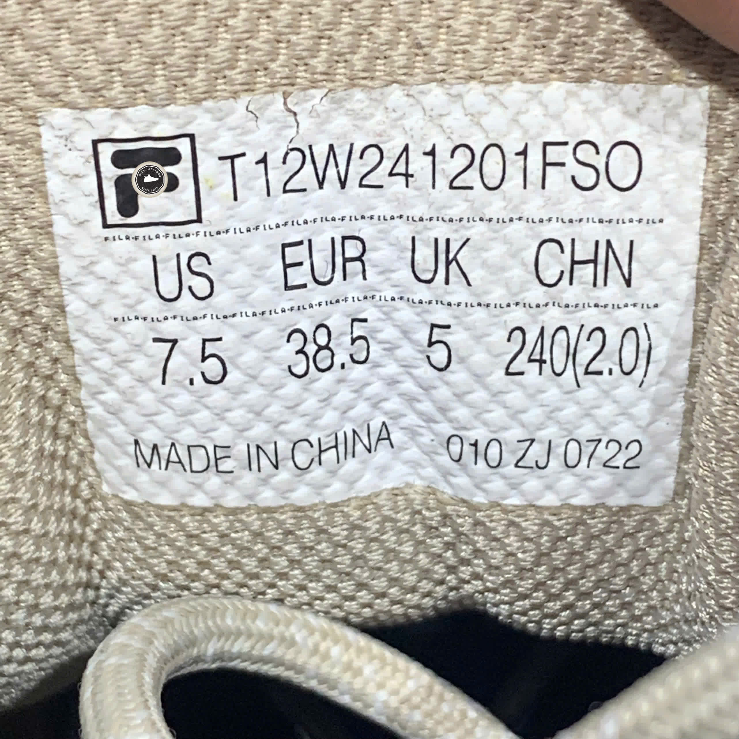 FILA FUSION QD96 Athletic Shoes 'Beige' T12W241201FSO SIZE 38.5 GIÀY 2HAND CHÍNH HÃNG PVN20898