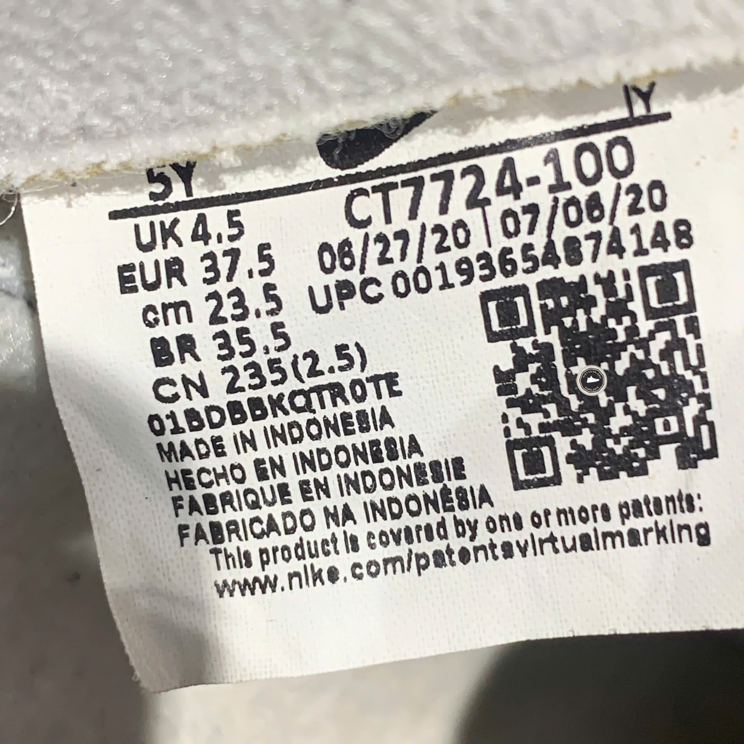 NIKE AIR FORCE 1 LOW AN20 WHITE BLACK (GS) CT7724 100 SIZE 37.5 GIÀY 2HAND CHÍNH HÃNG PVN20689