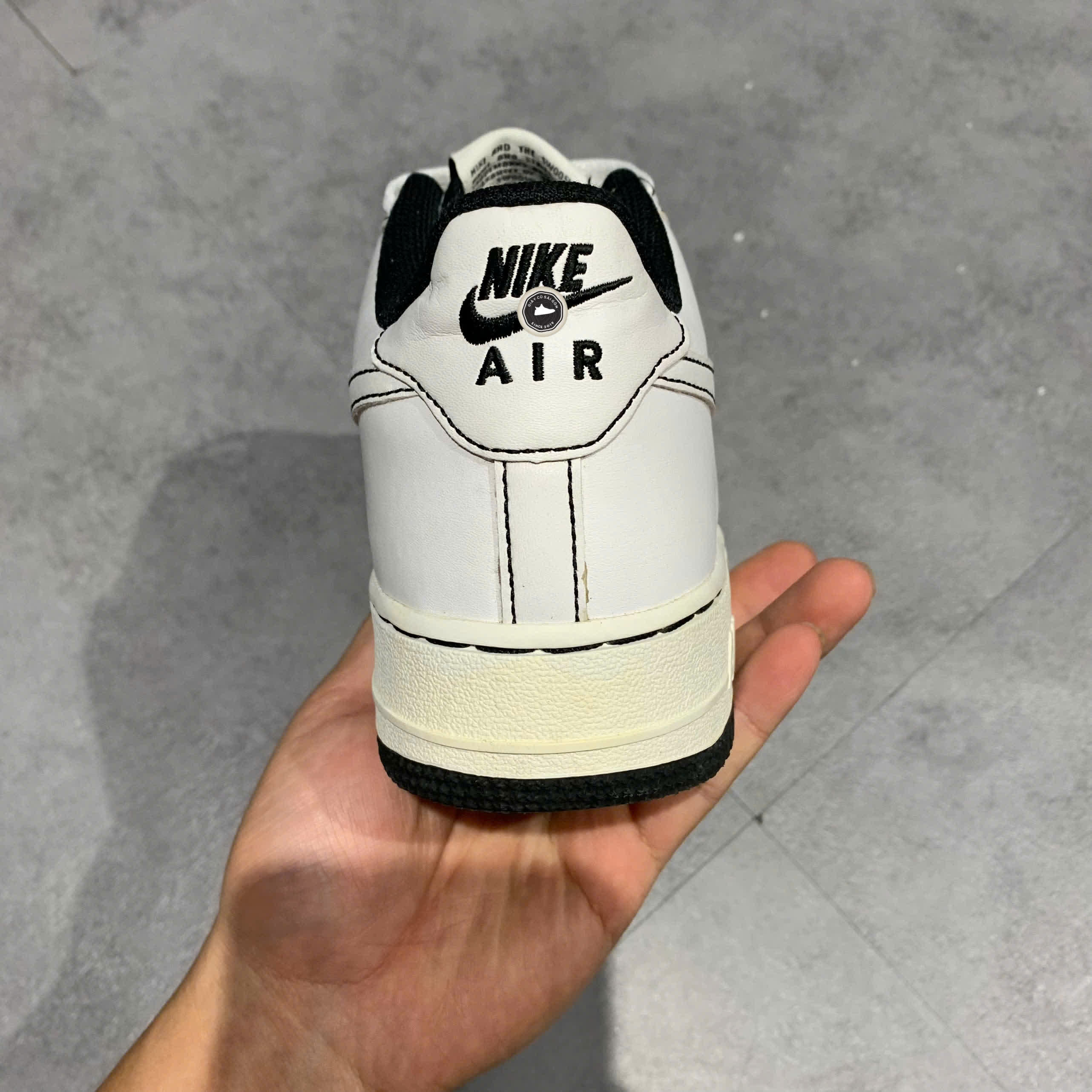 Nike Air Force 1 '07 Low 'Contrast Stitch - White Black' (GS) CW1575 104 SIZE 38.5 GIÀY 2HAND CHÍNH HÃNG PVN20701