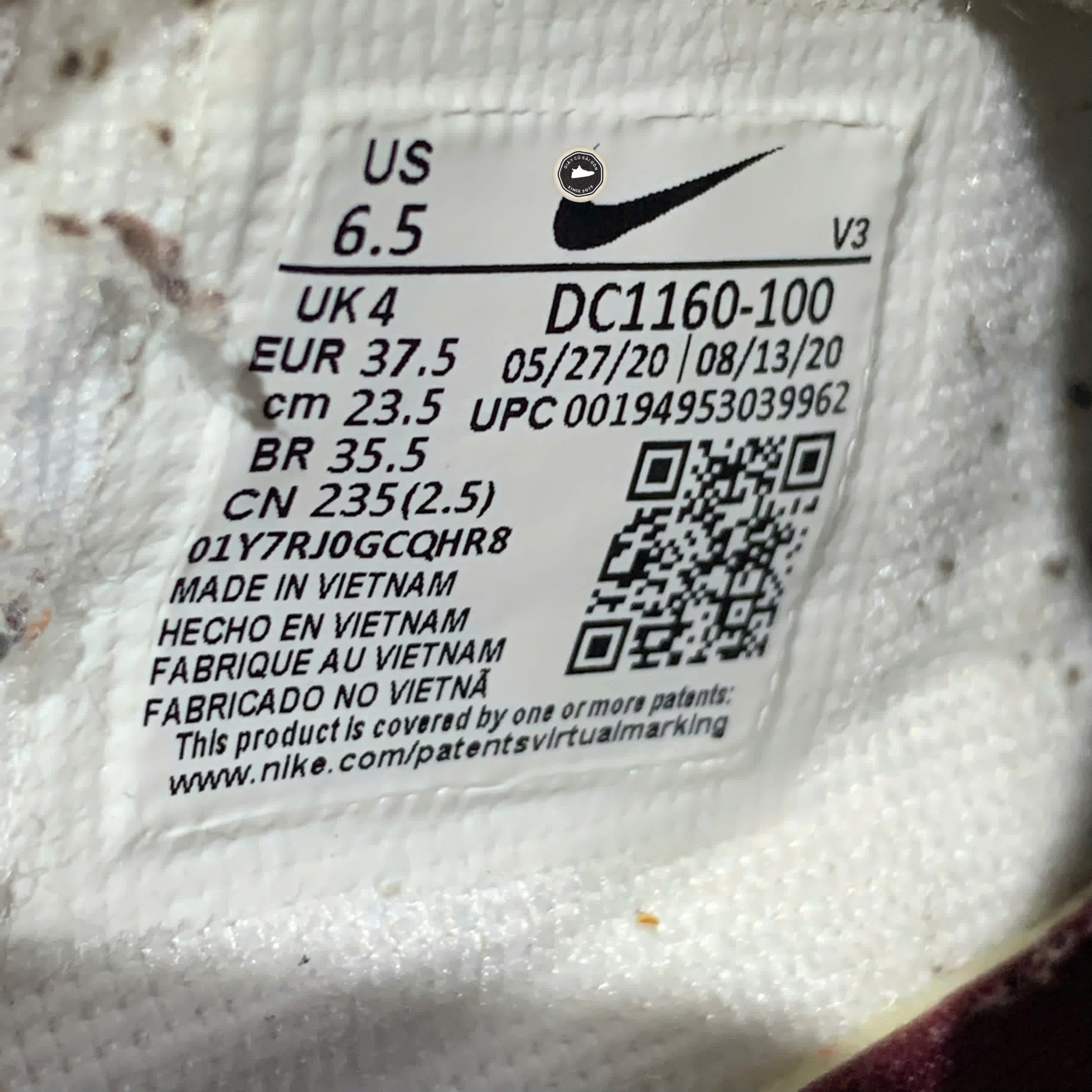 NIKE AIR FORCE 1 LOW PIXEL SUMMIT WHITE GOLD CHAIN DC1160 100 SIZE 37.5 GIÀY 2HAND CHÍNH HÃNG PVN20678