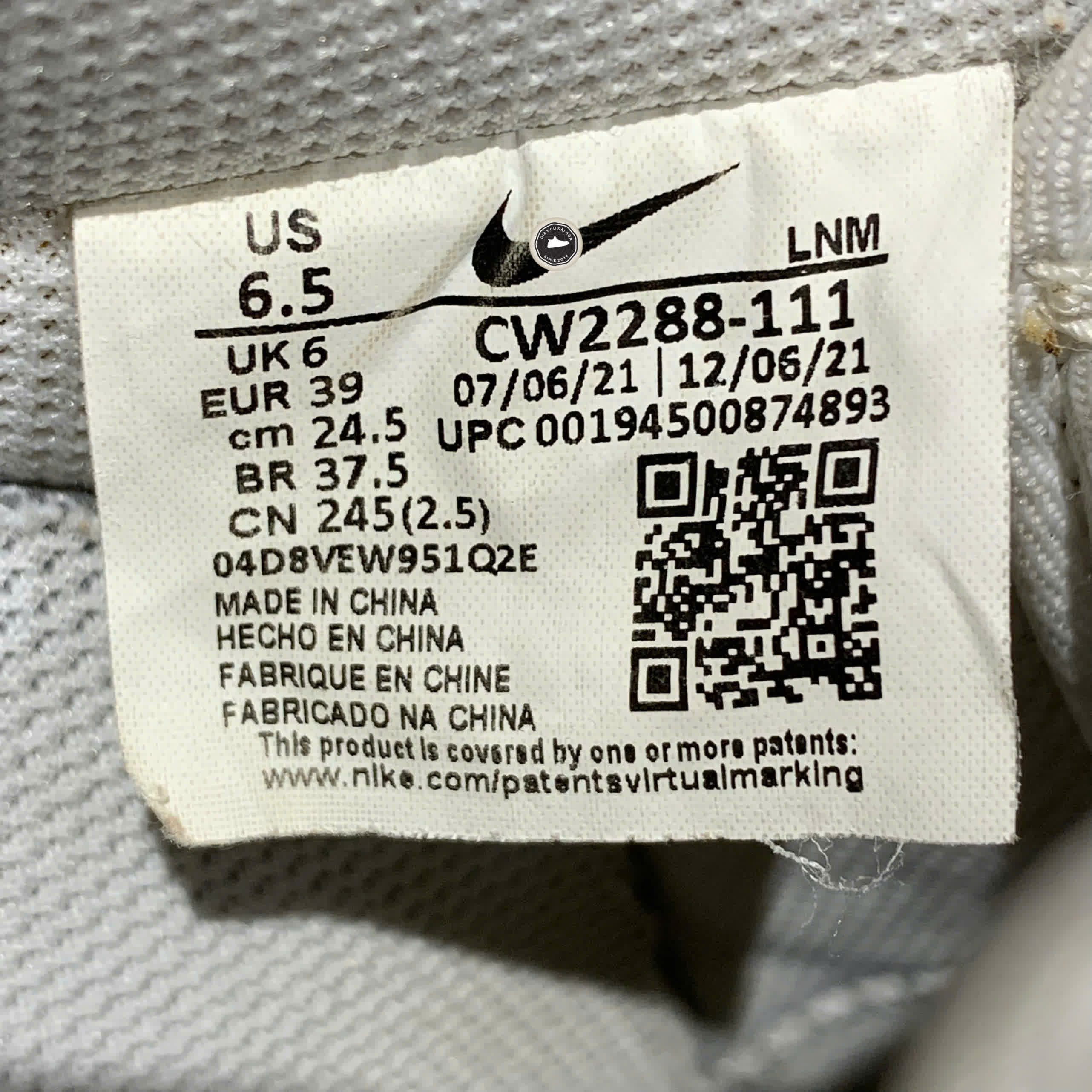 NIKE AIR FORCE 1 '07 WHITE CW2288 111 SIZE 39 GIÀY 2HAND CHÍNH HÃNG PVN20682