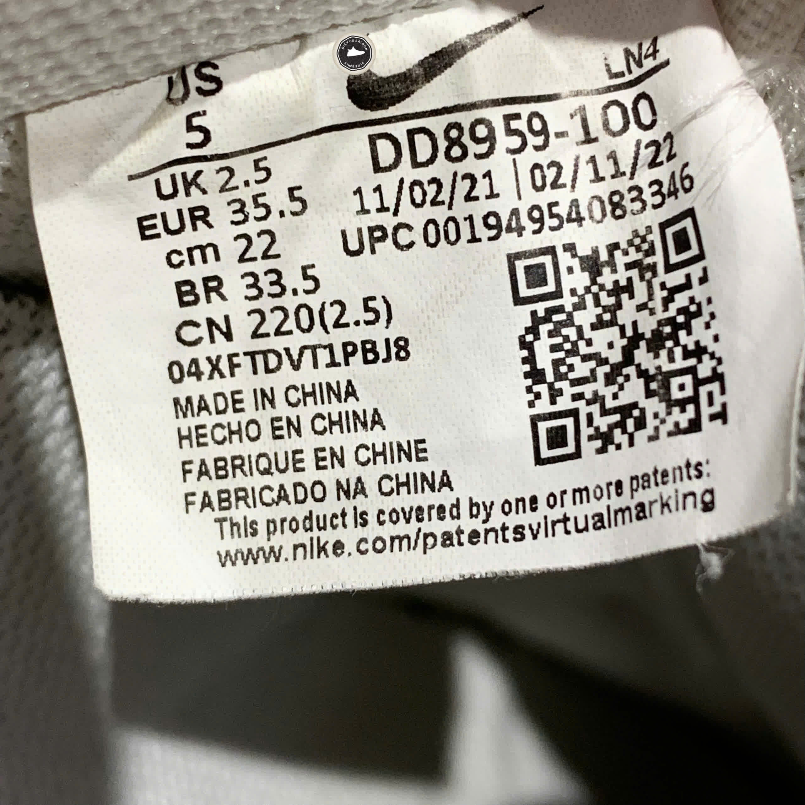 NIKE AIR FORCE 1 '07 'TRIPLE WHITE' DD8959-100 SIZE 35.5 GIÀY 2HAND CHÍNH HÃNG PVN20684